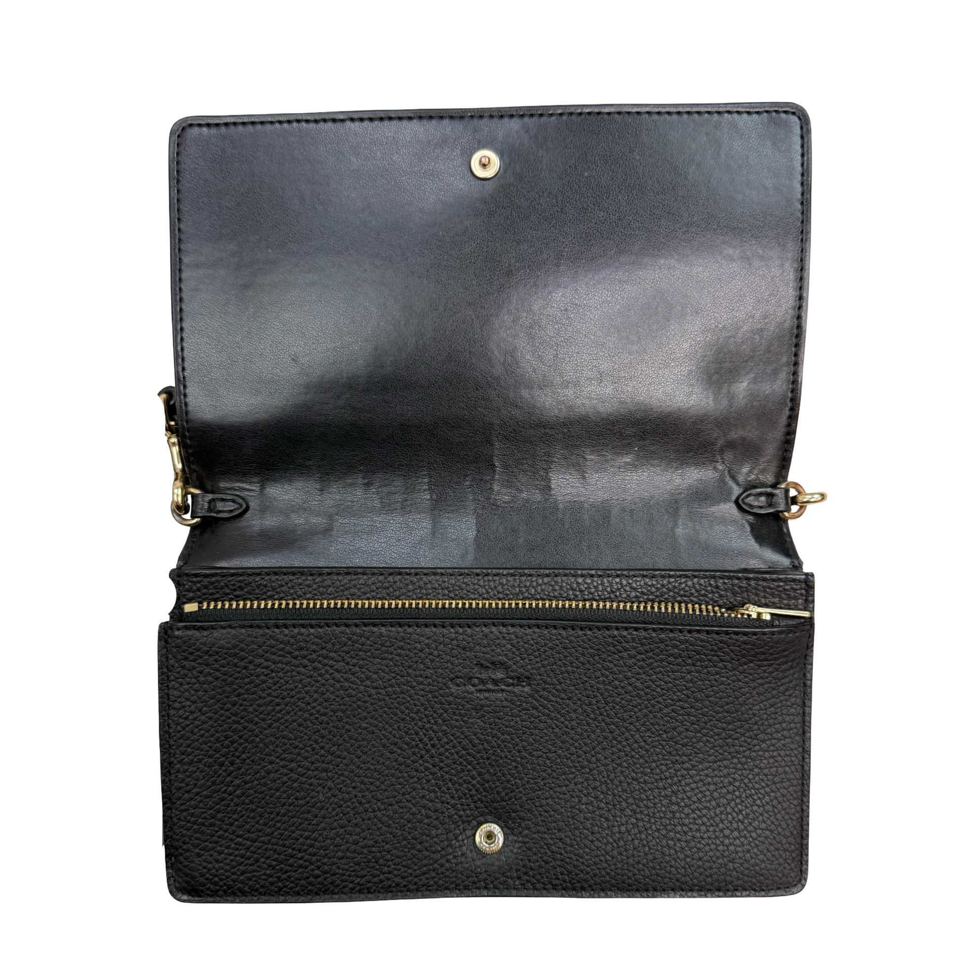 (W) Coach Anna Fold Over Crossbody Clutch Black