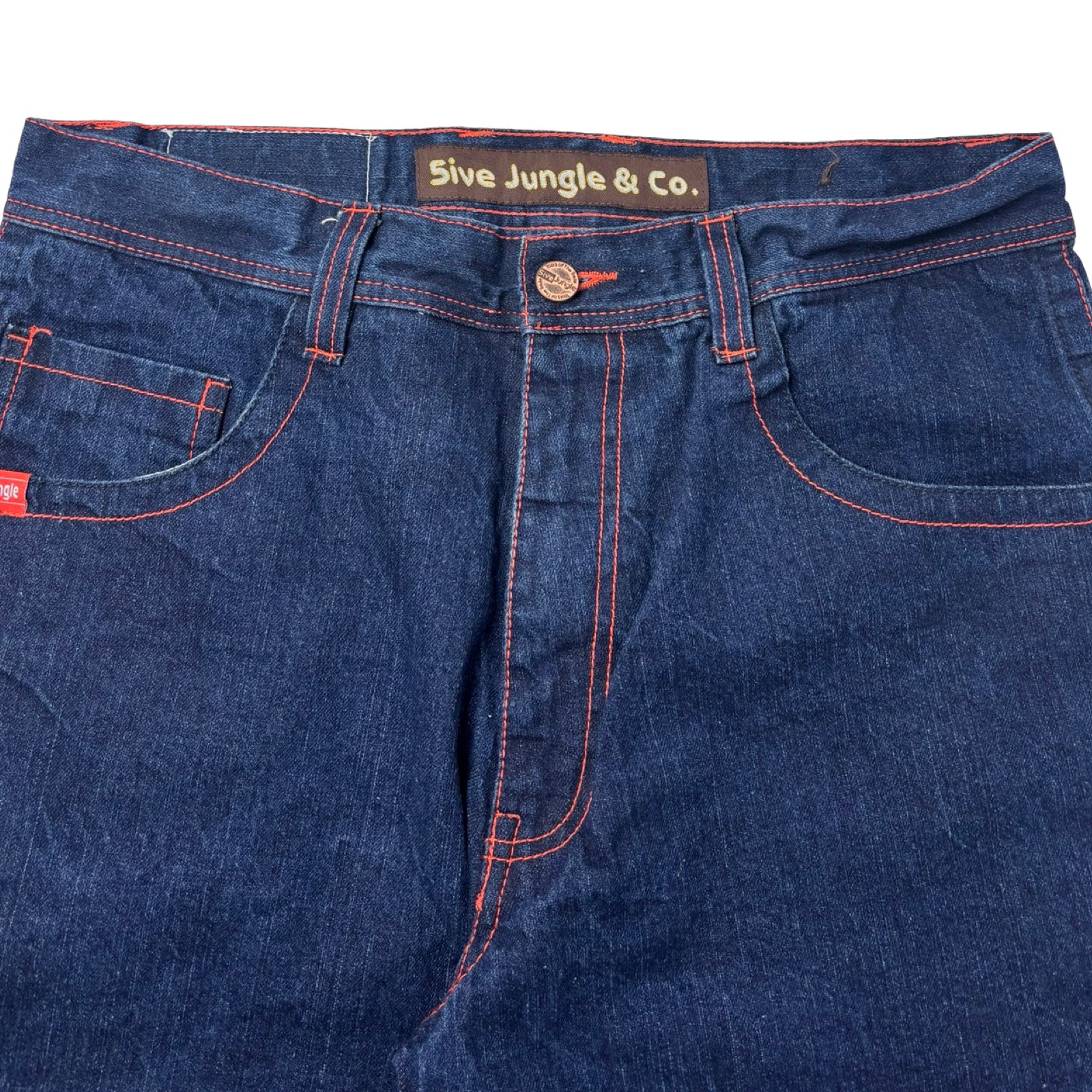 5ive Jungle & Co. Contrast Stitched Denim Shorts Dark Wash