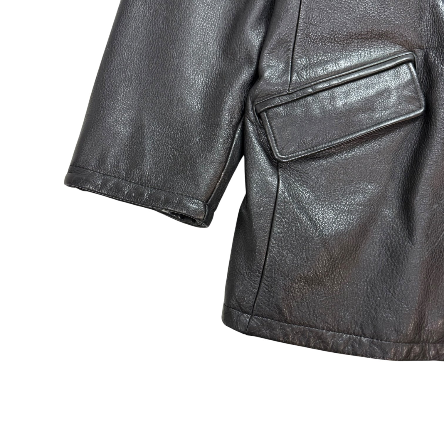 Vintage YES Leather Trench Jacket Black