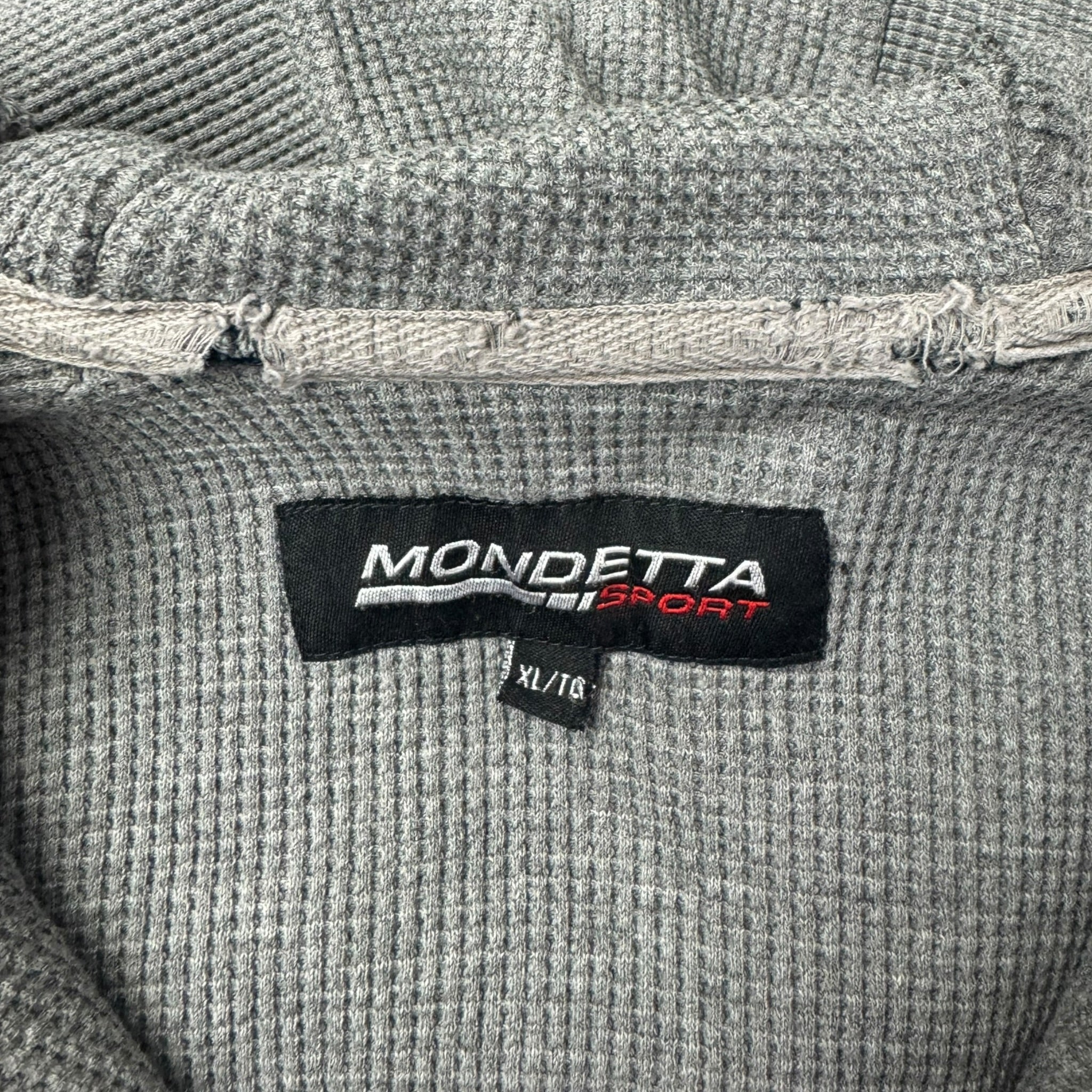 Vintage Distressed Mondetta Waffle Lined Zip Hoodie Faded Navy