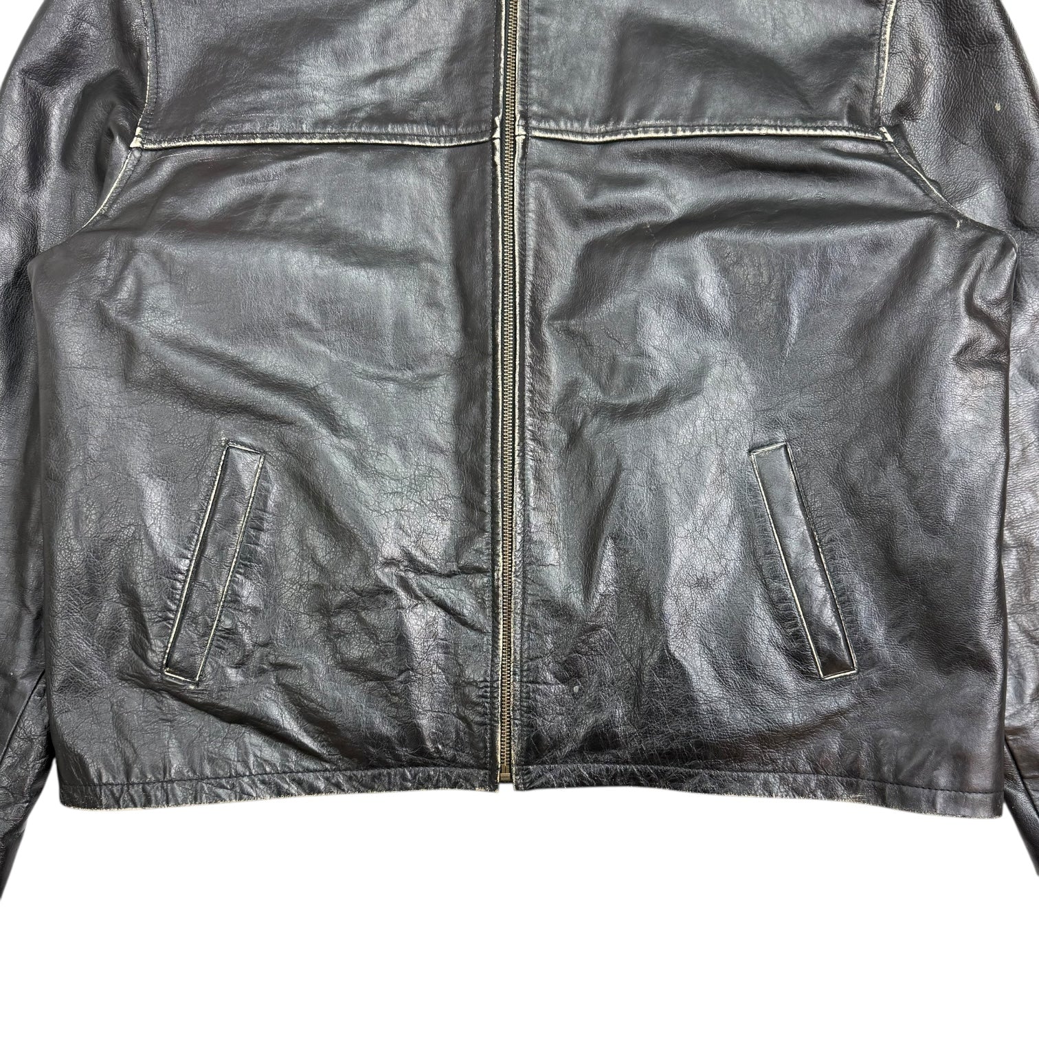 Vintage Guccini Leather Motorcycle Jacket Black