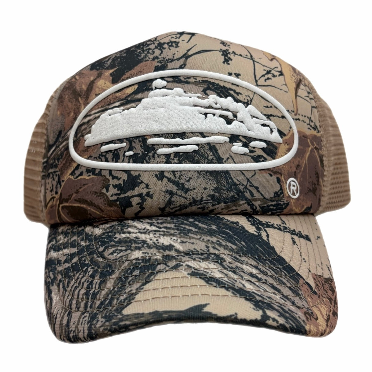 Corteiz Island Puff Print Trucker Hat Forest Camo