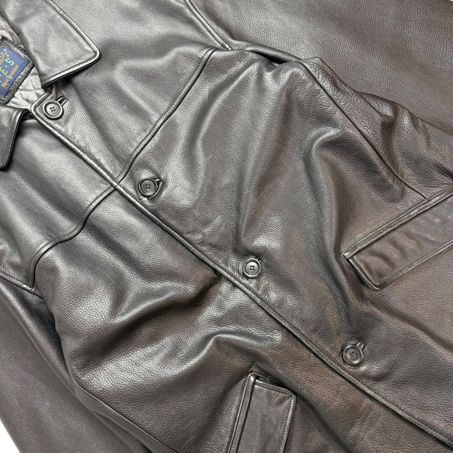 Vintage YES Leather Trench Jacket Black