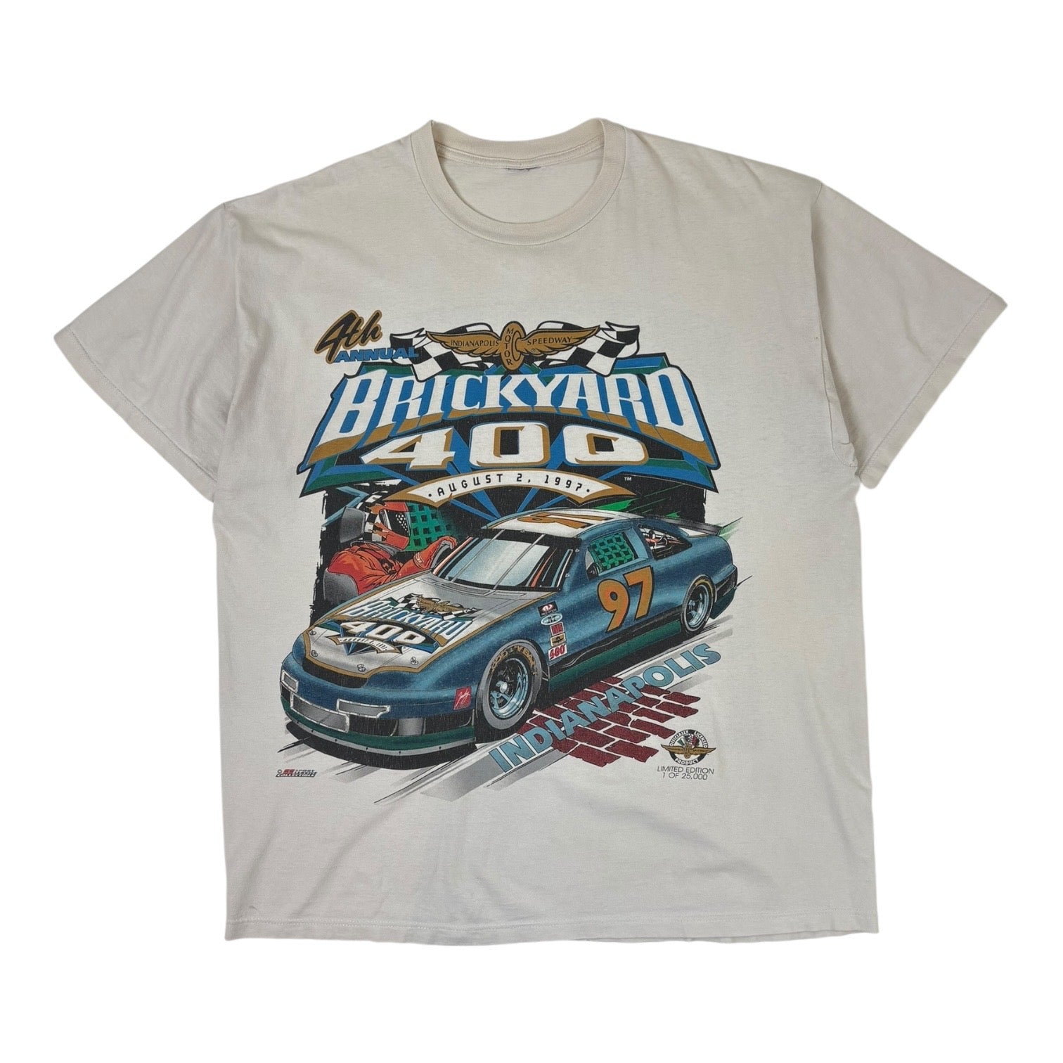 Vintage 1997 Indianapolis 4th Annual Brickyard 400 Race T-Shirt White