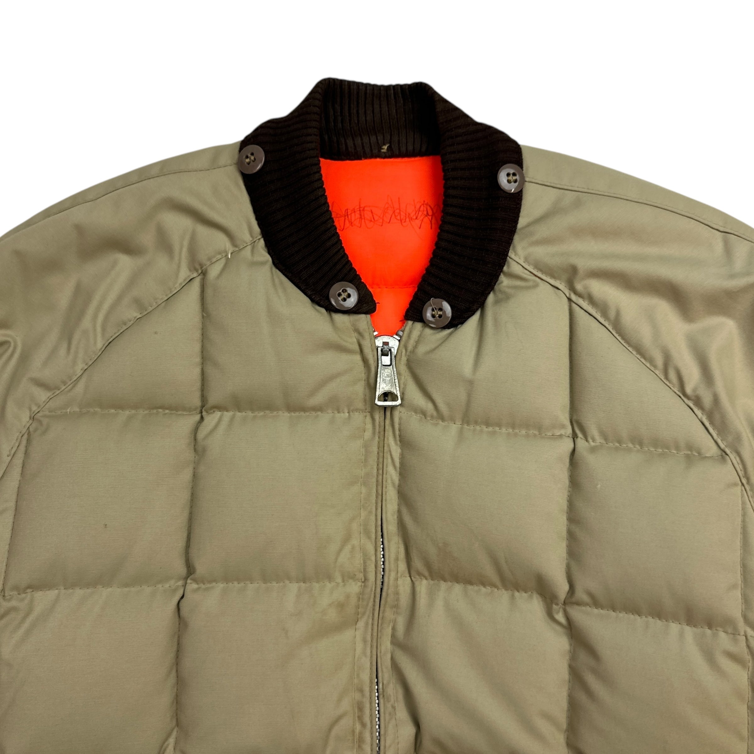 Vintage Reversible Down Bomber Jacket Khaki/ Orange