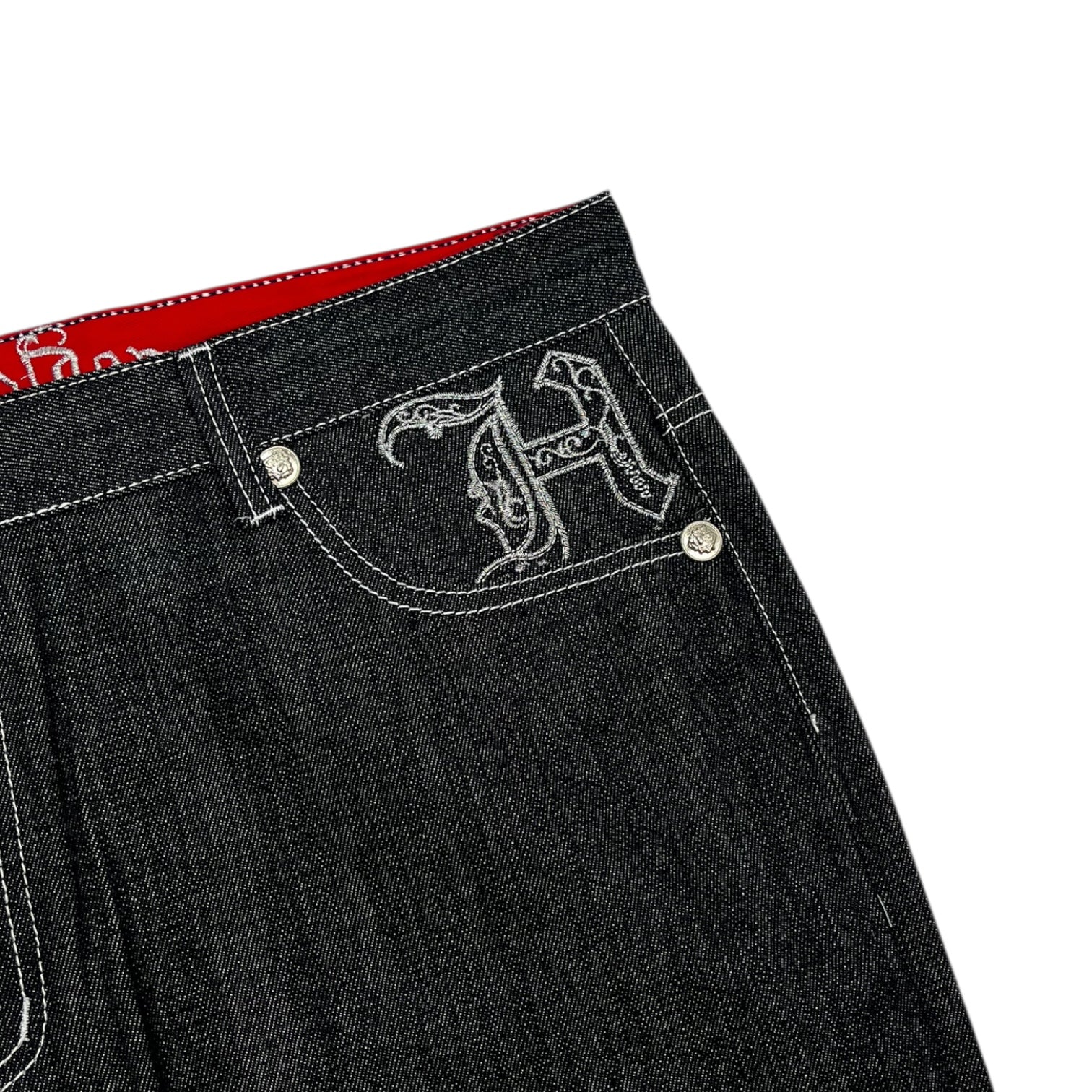 Vintage Y2K Crown Holder Chrome Embroidered Denim Jeans