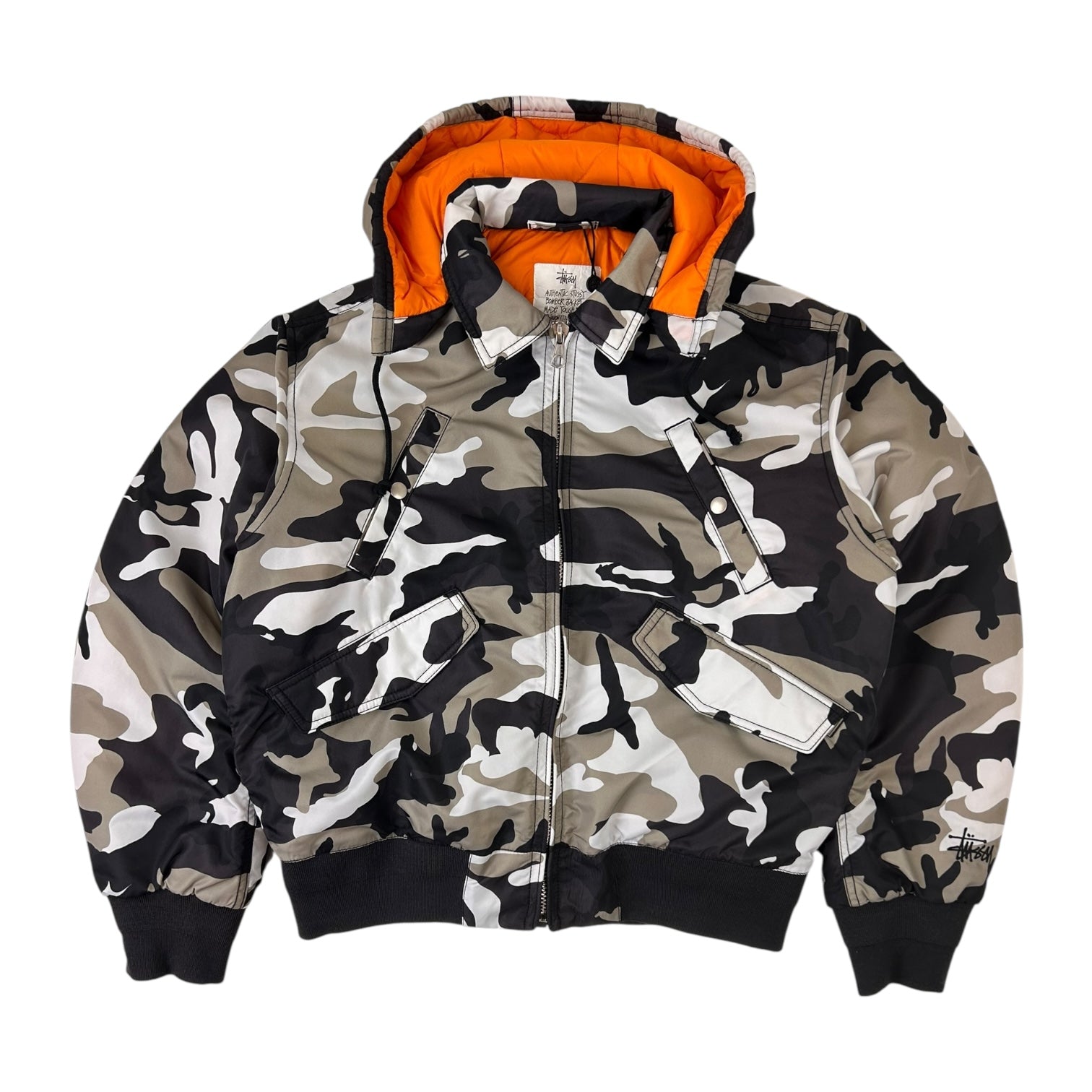 Stussy Flight Bomber Hooded Jacket Snow Camo