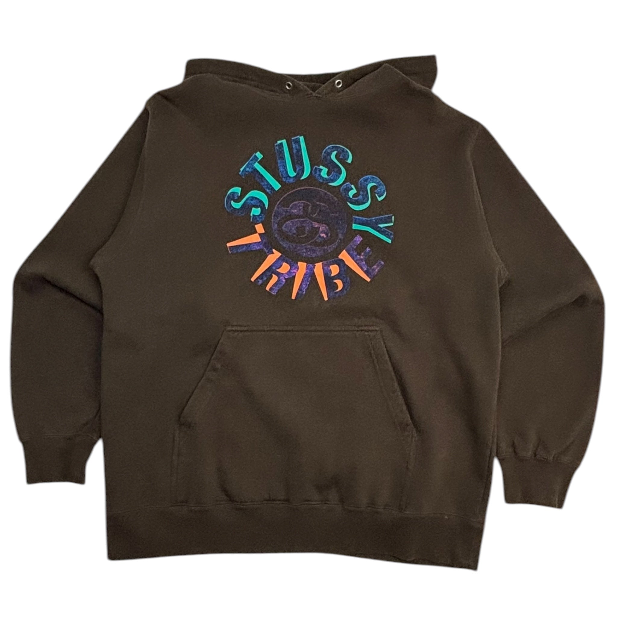 Vintage Stussy Tribe Hoodie Brown