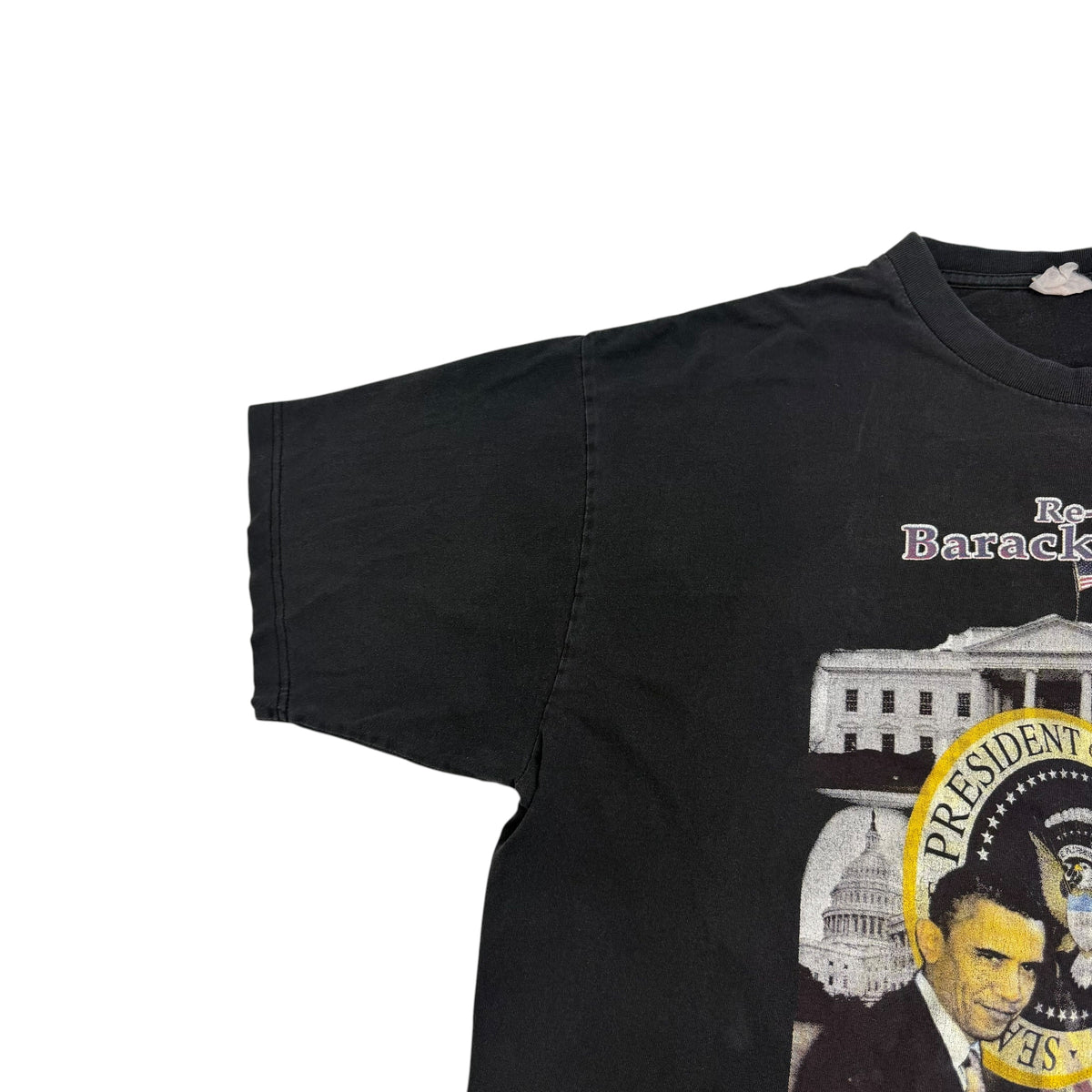 2012 Barack Obama Re-Elect Rap Tee Faded Black