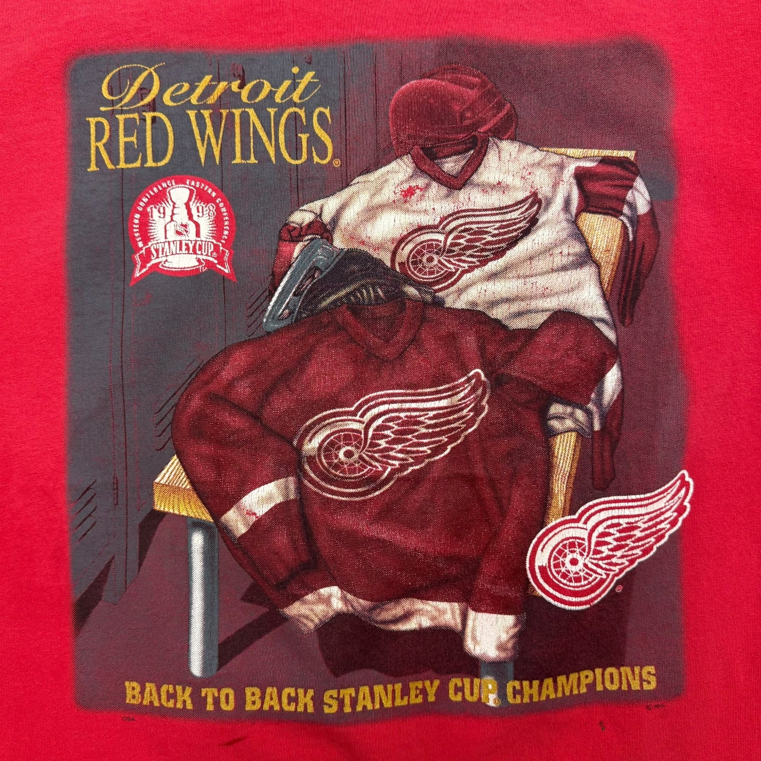 1998 Detroit Red Wings Back To Back Champions Tee Red