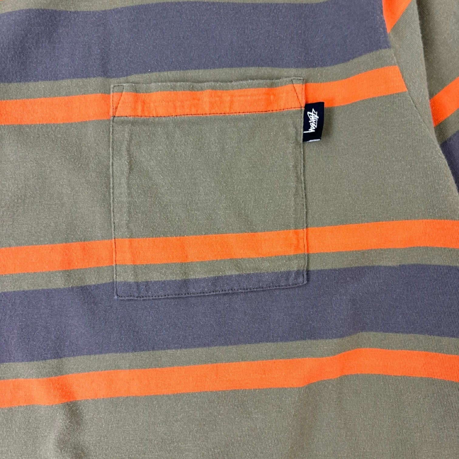 Stussy Striped Pocket T-Shirt Olive Green