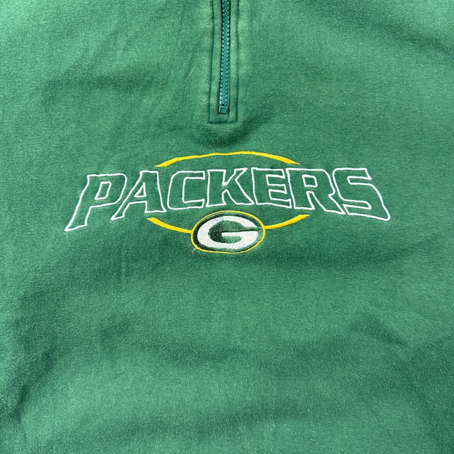 Vintage Green Bay Packers Quarter Zip Sweater Green