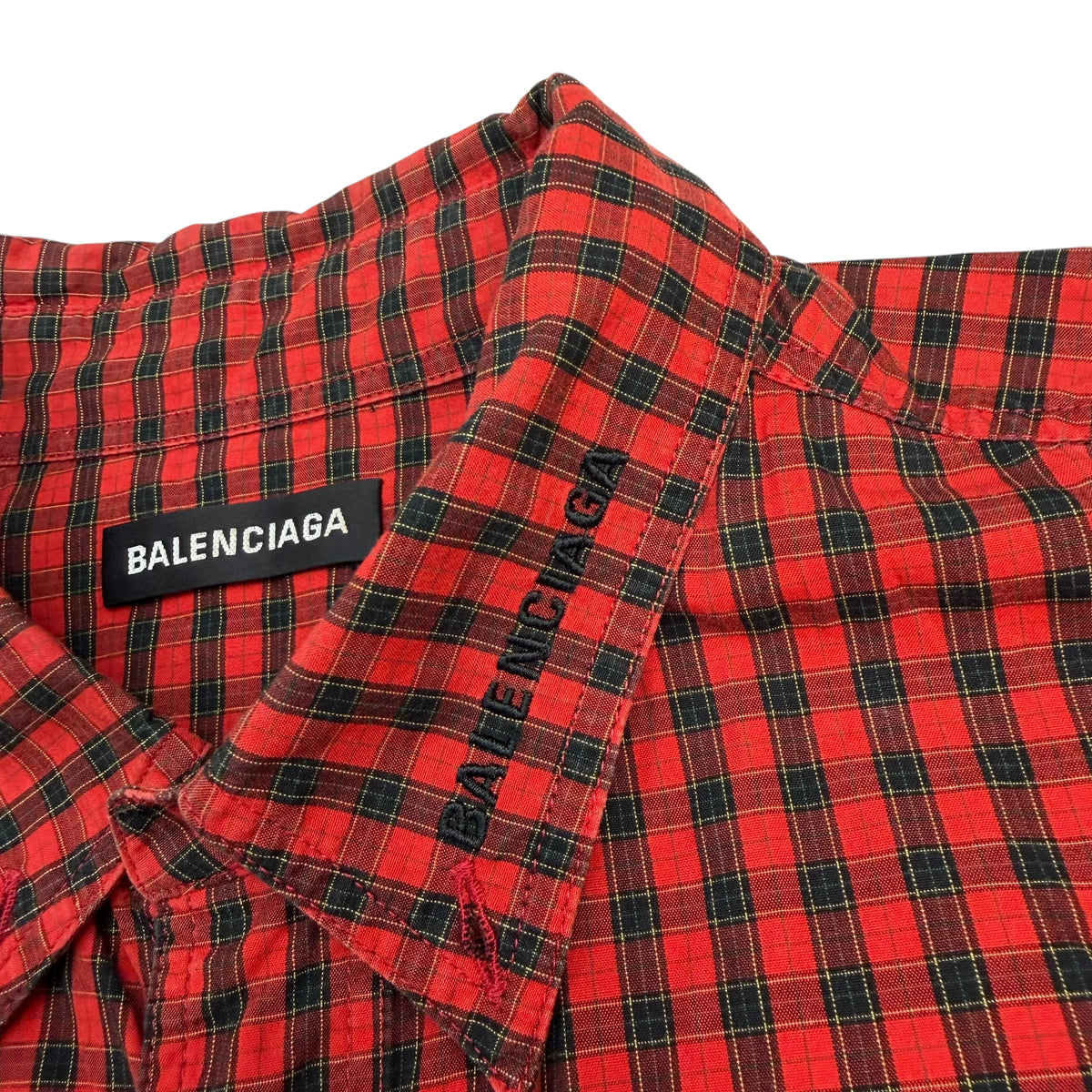 Balenciaga Plaid Button Up Shirt Red