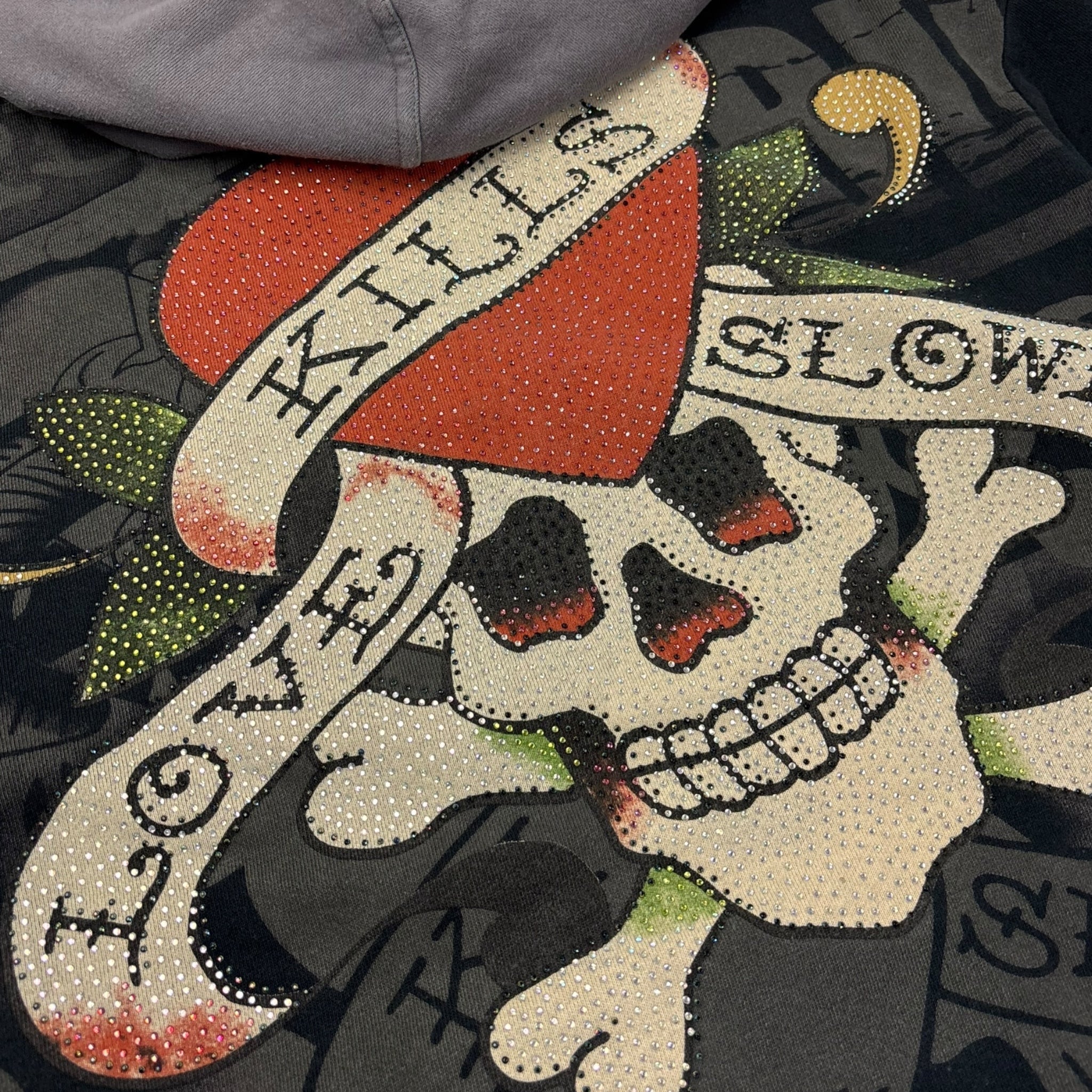 Vintage Y2K Ed Hardy Rhinestone Zip Hoodie