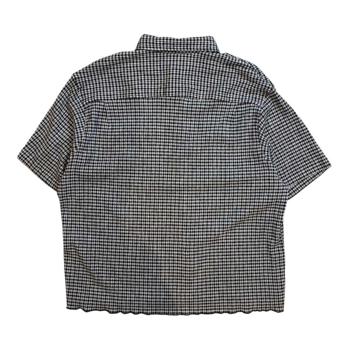 Stussy Crinkled Check Short Sleeve Button-Up Shirt Black/White