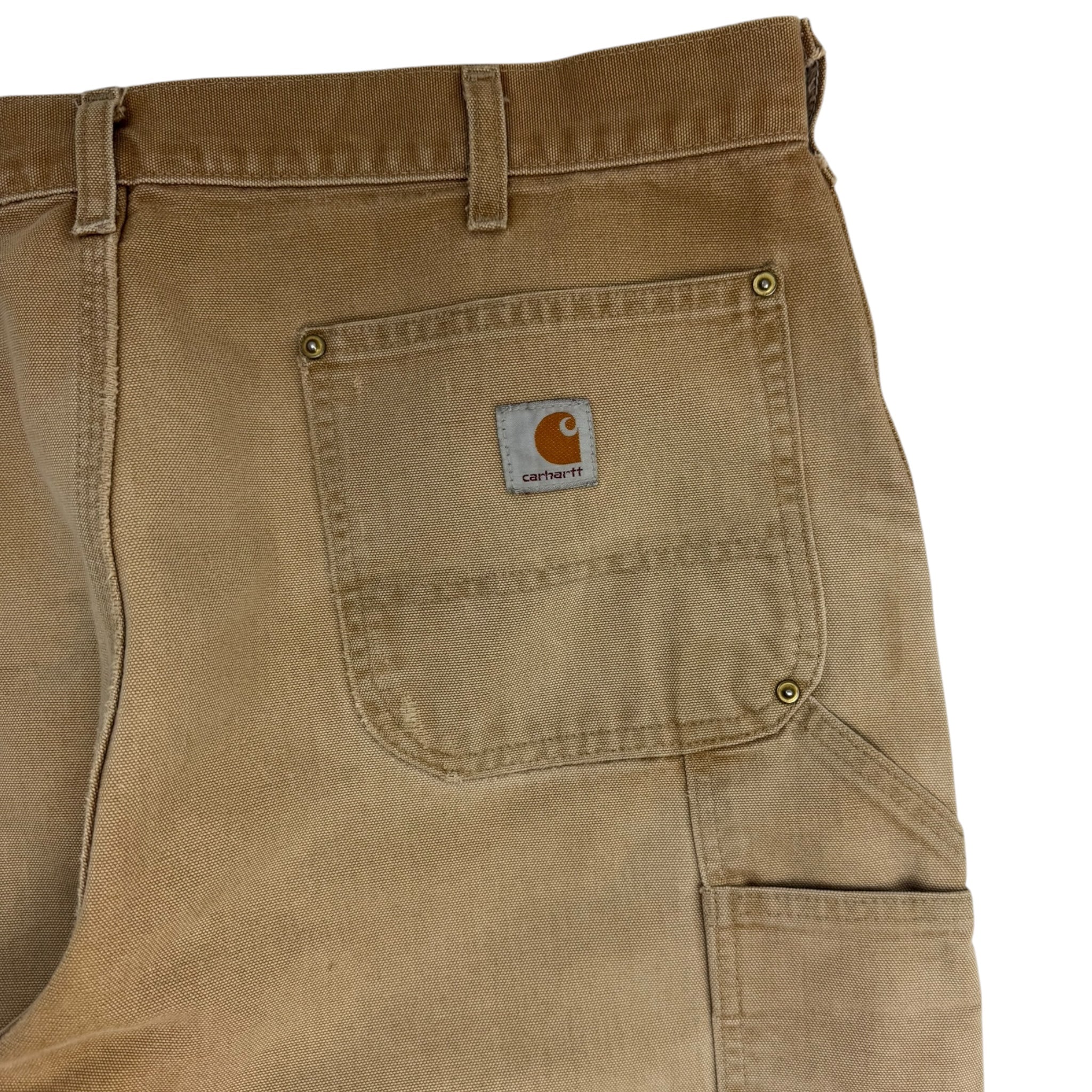 Vintage Carhartt Double Knee Bottoms Cream Faded