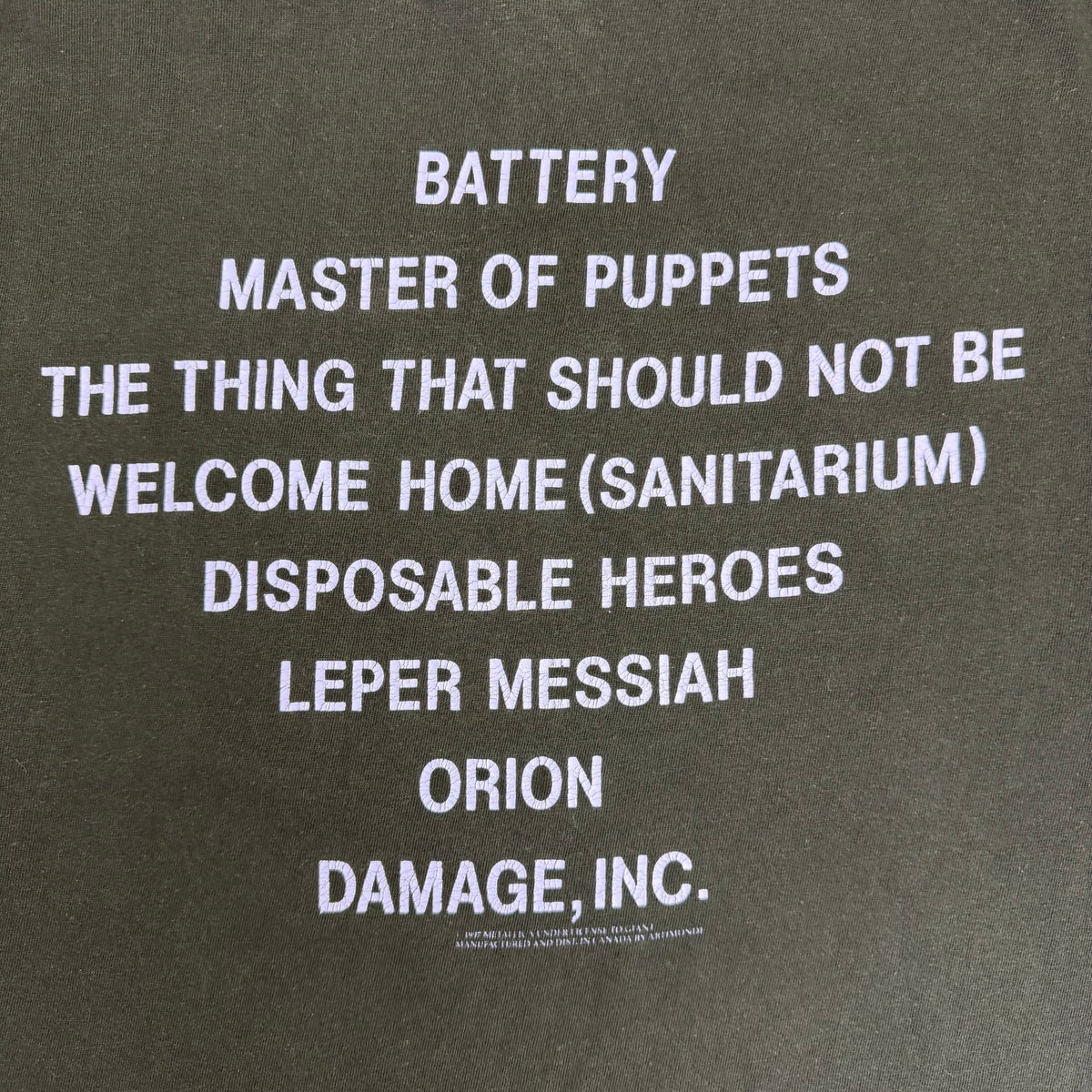 1997 Metallica Master Of Puppets Tee Black