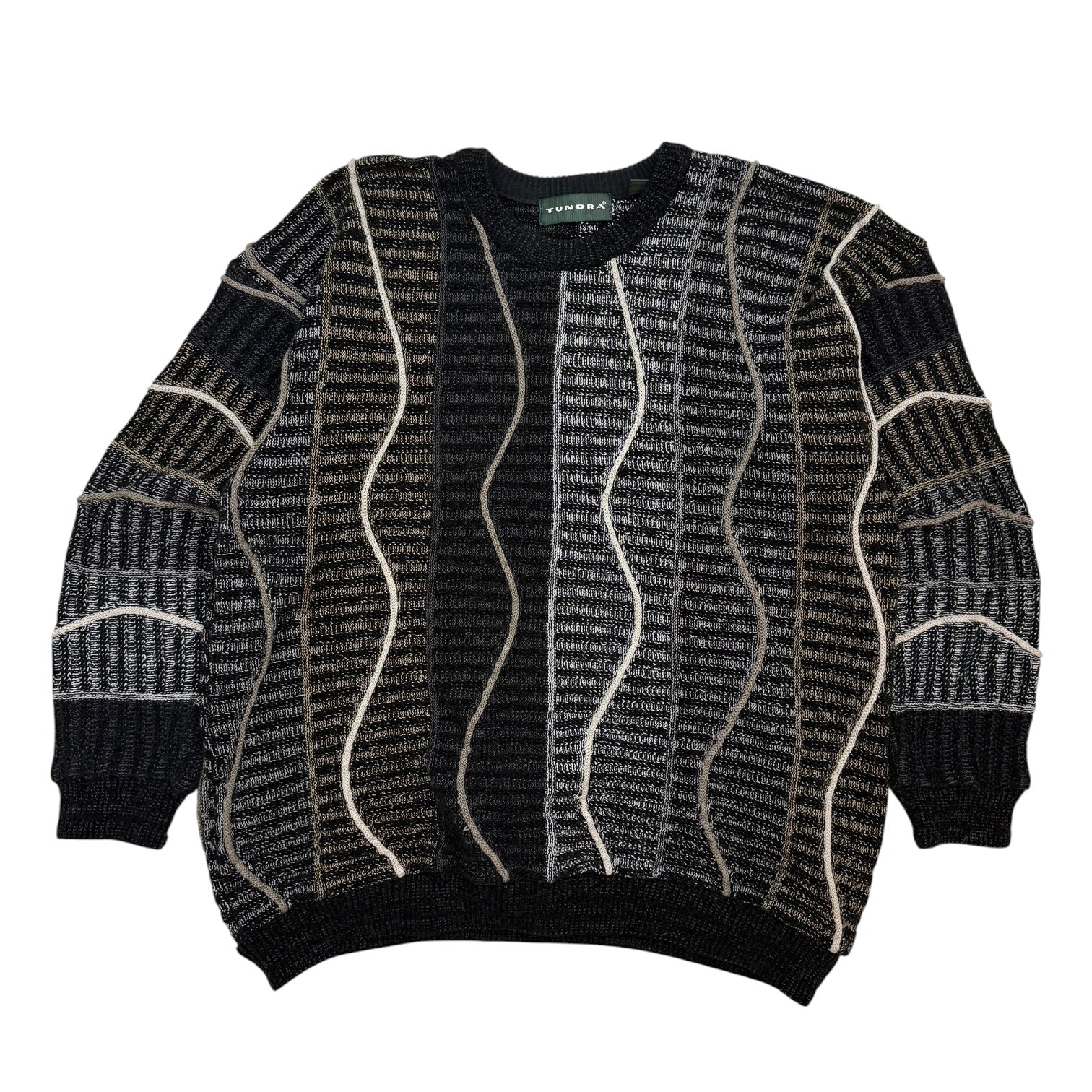Vintage Tundra Cable Knit Sweater Black/Grey