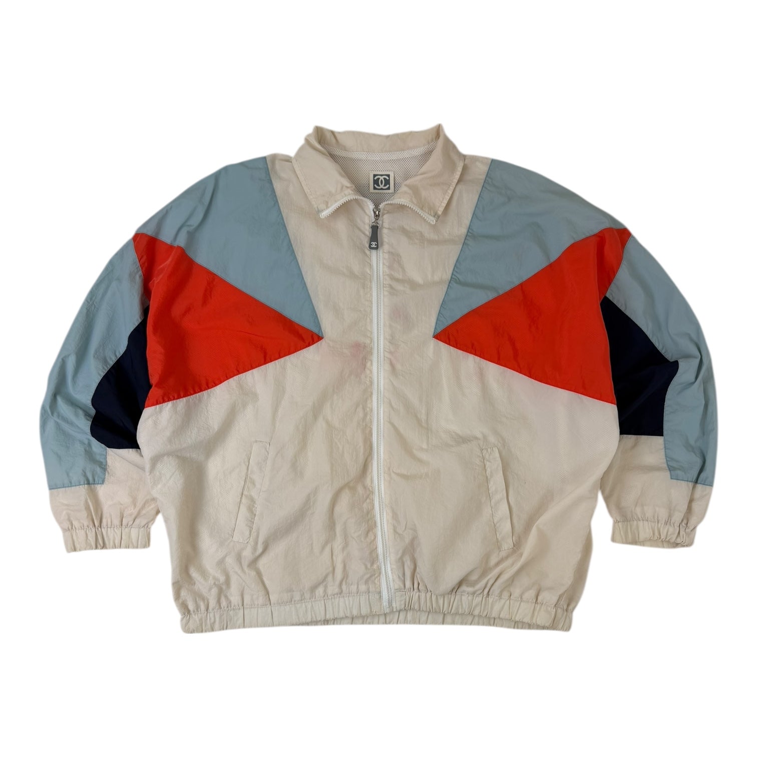 Vintage 90’s Chanel Windbreaker Jacket Blue/Orange/White