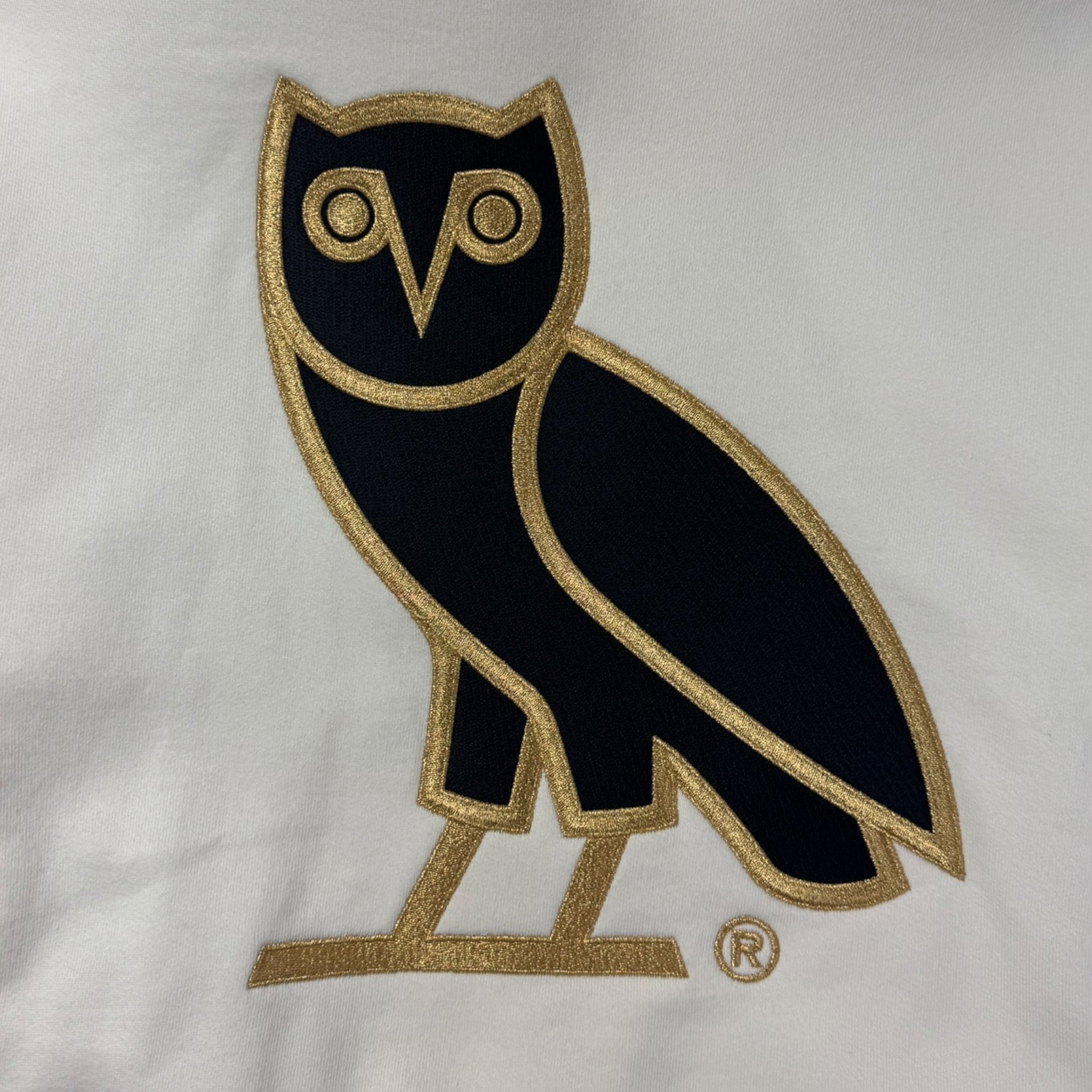 OVO Embroidered Big Logo Hoodie Cream
