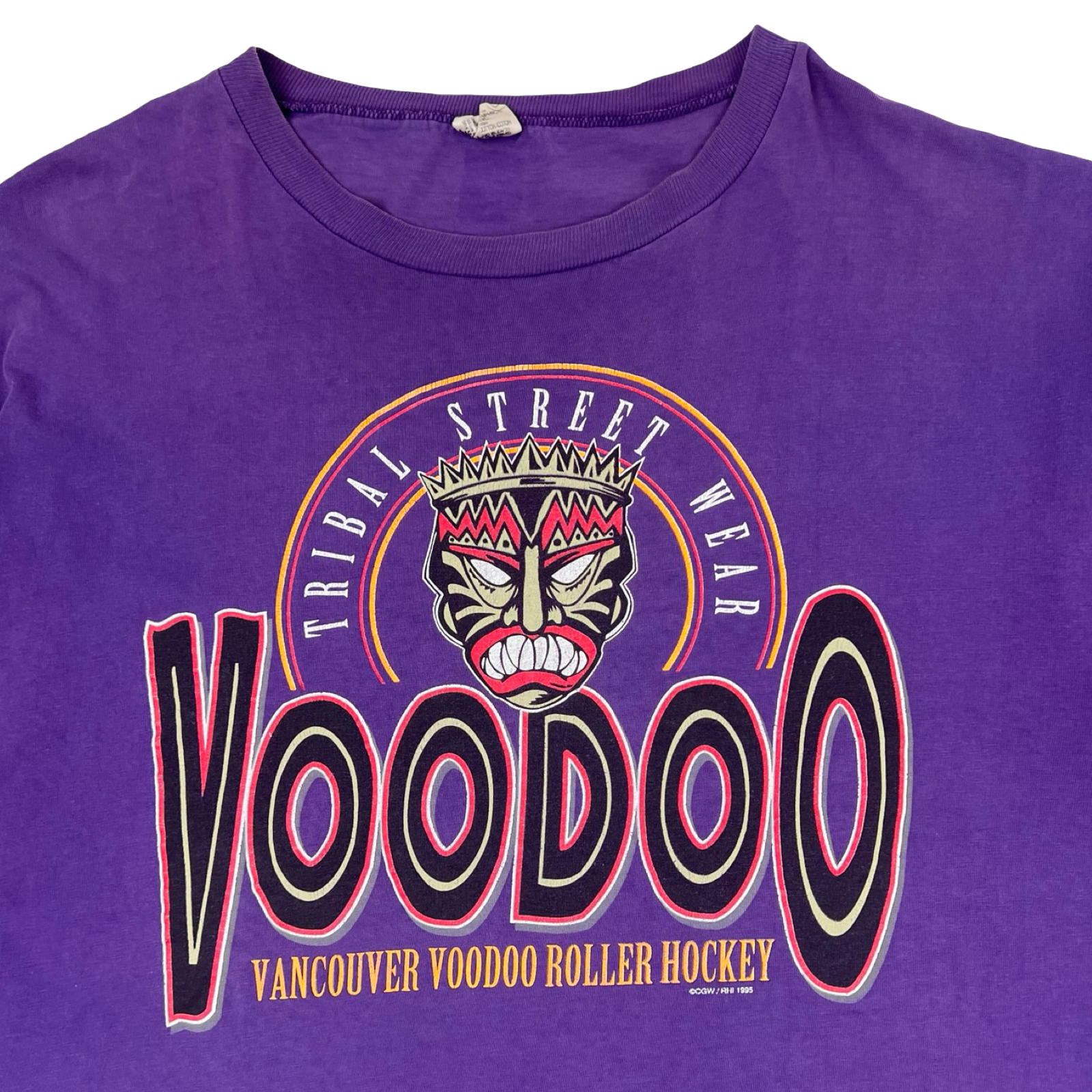 Vintage 90’s Vancouver Voodoo Roller Hockey Team T-Shirt Purple