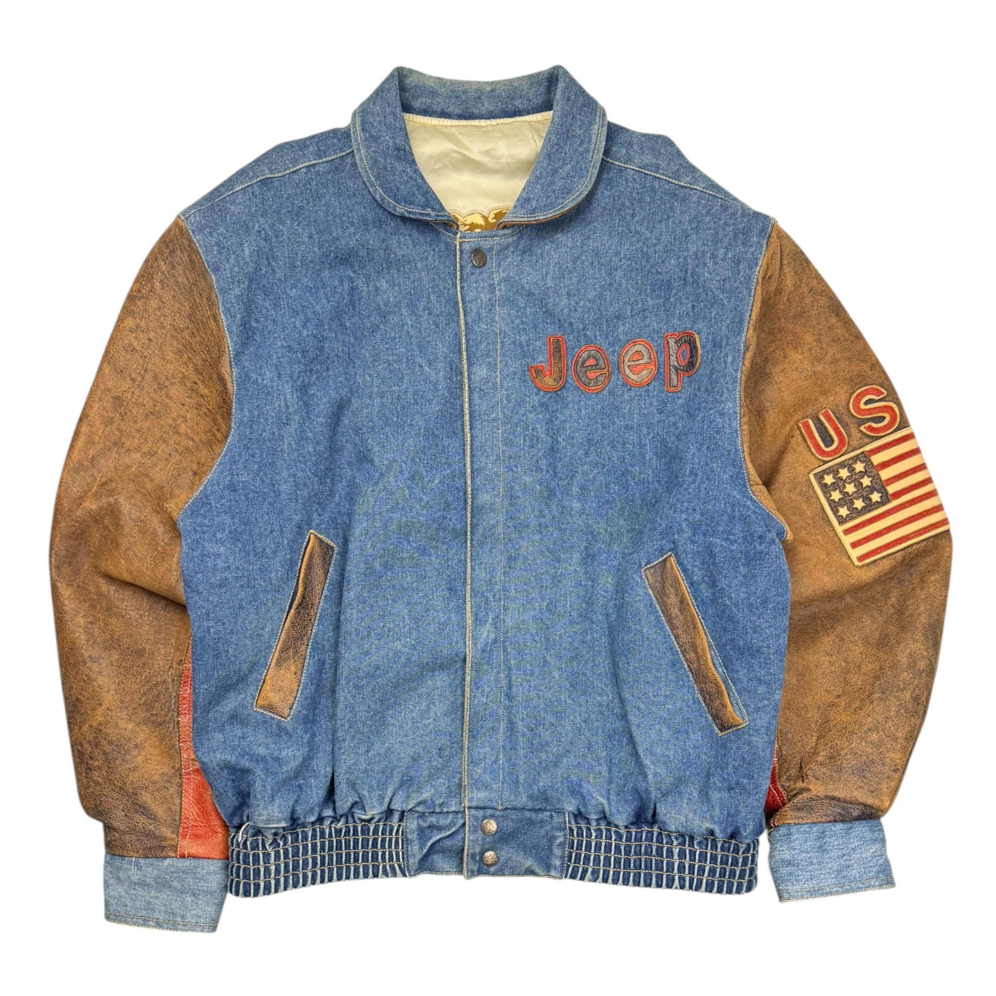Vintage Jeff Hamilton Jeep USA Leather Sleeve Jacket