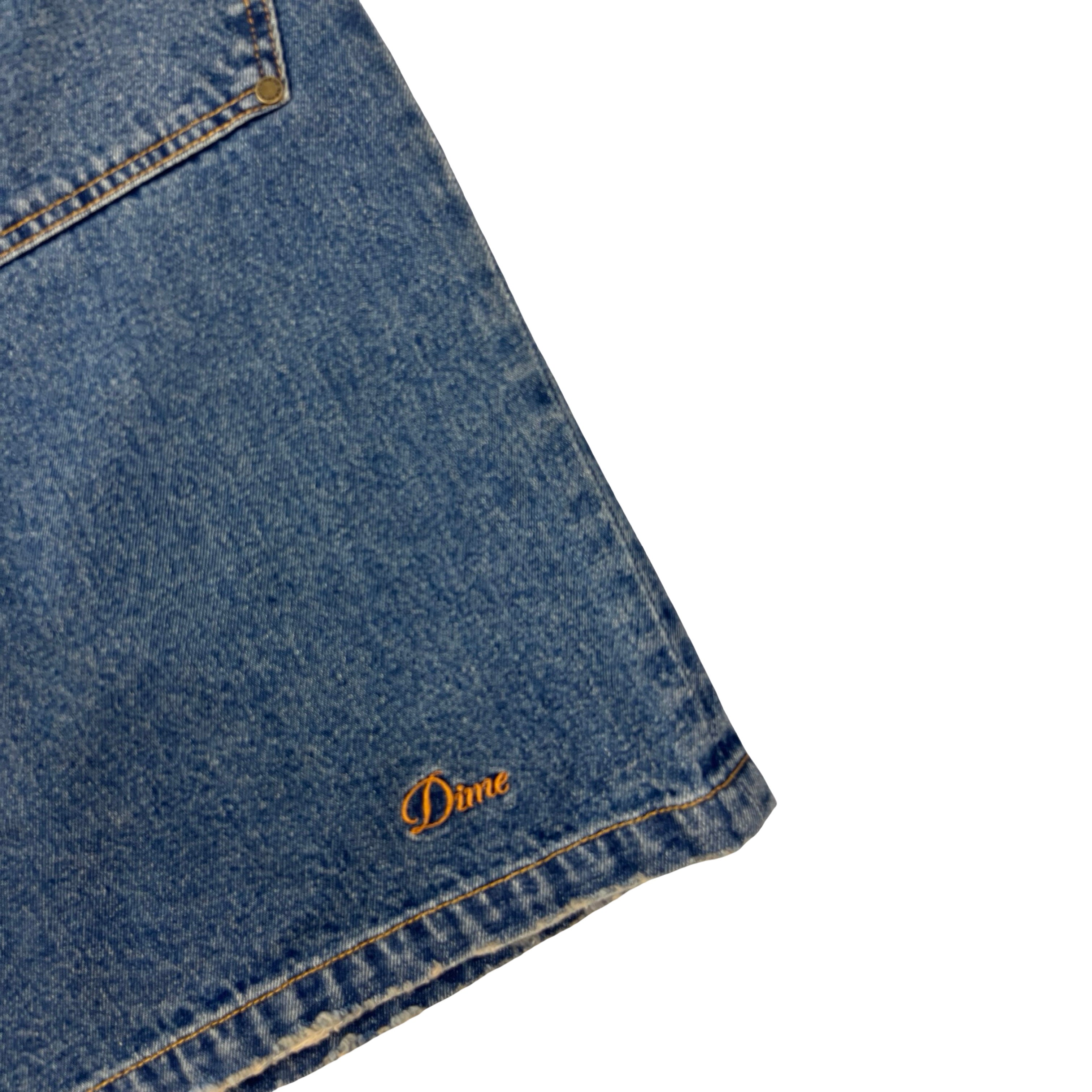 Dime Reverse Denim Shorts Washed Blue