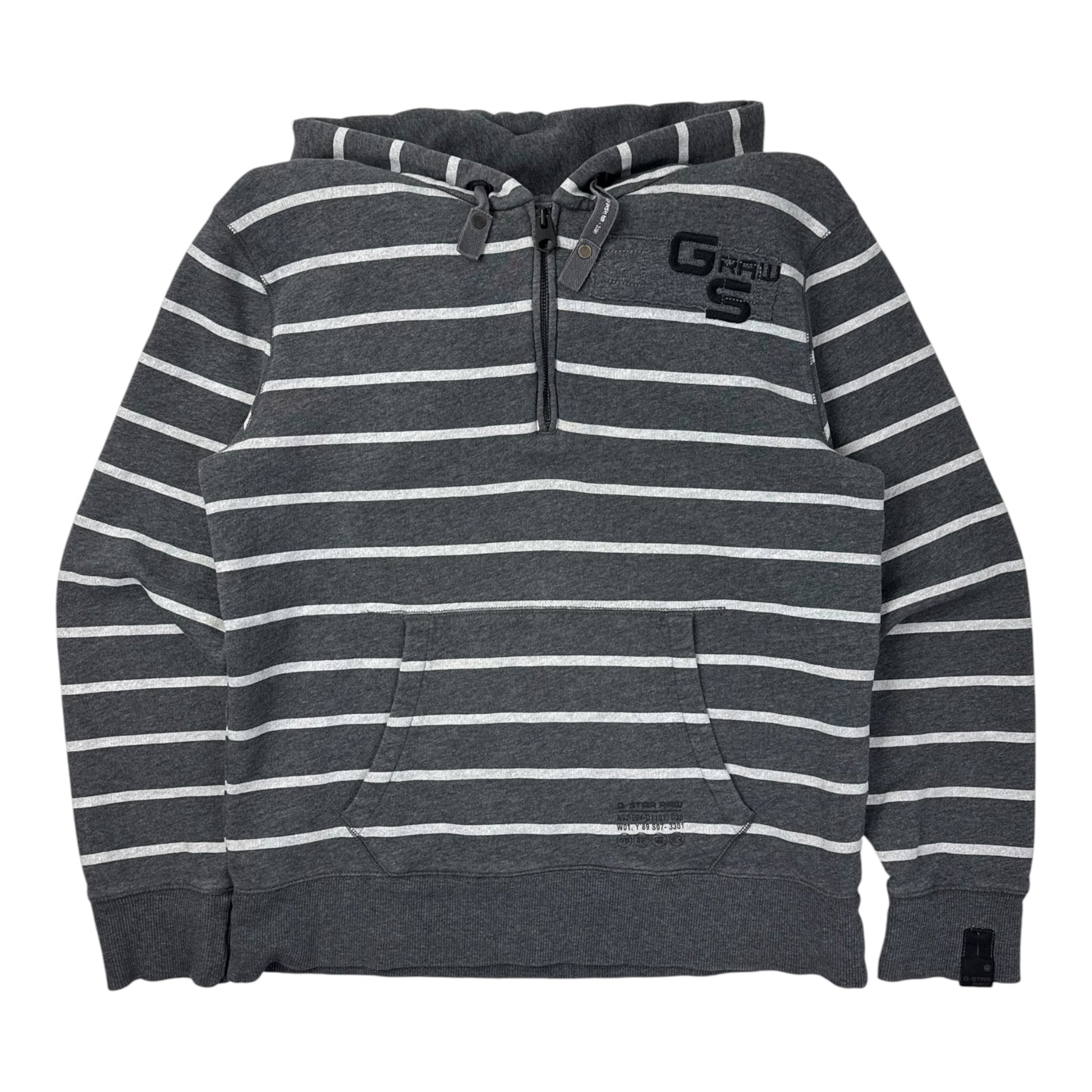 Vintage Y2K G-Star Striped Quarter Zip Hoodie