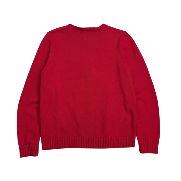 (W) Lauren Ralph Lauren Embroidered Crest Sweater Red