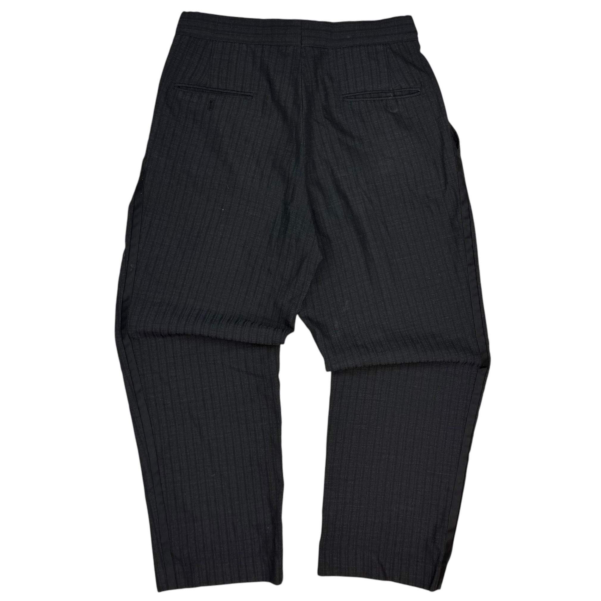 1970s Pleated Striped Trousers Black