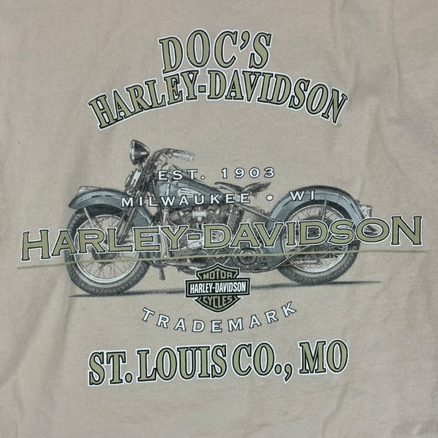 Vintage 2007 Harley Davidson St. Louis Missouri Tribal L/S T-Shirt Beige