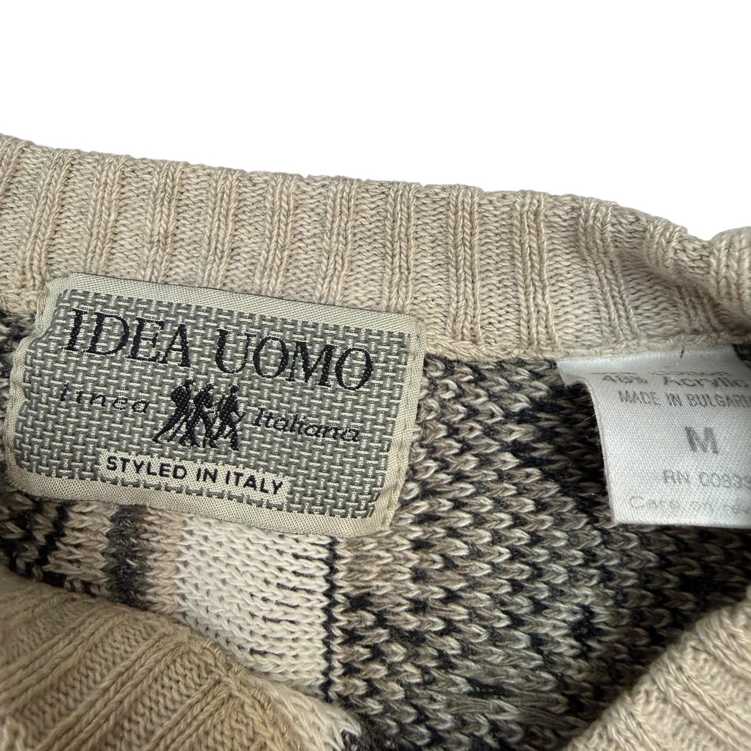 Vintage Idea Uomo 3D Knit Sweater White/Black