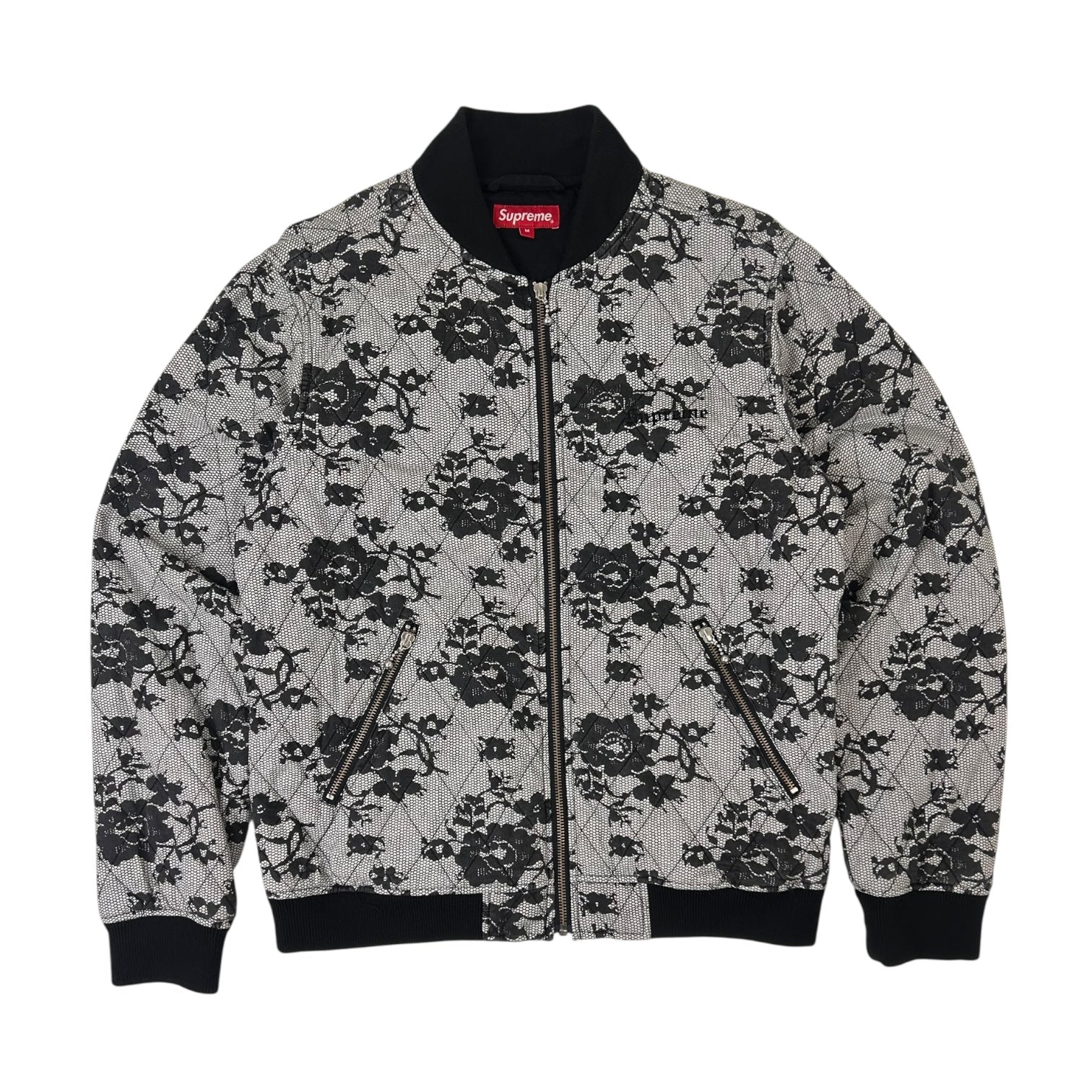 Supreme Quilted Lace Bomber Jacket Black/White