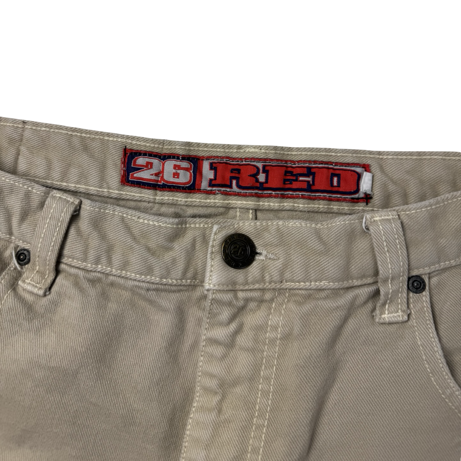 Vintage Y2K 26Red Beige Canvas Shorts