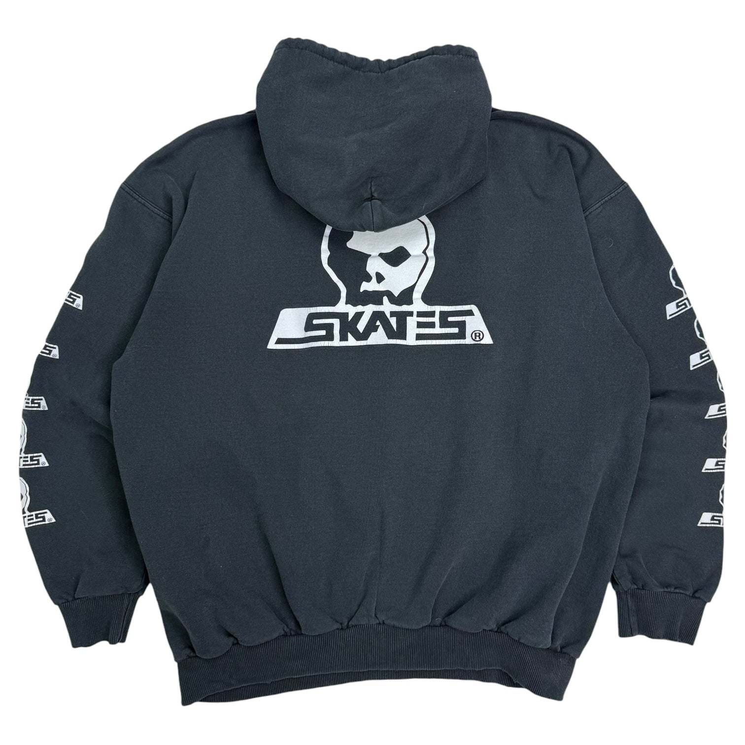 Vintage Skull Skates Logo Hoodie Black