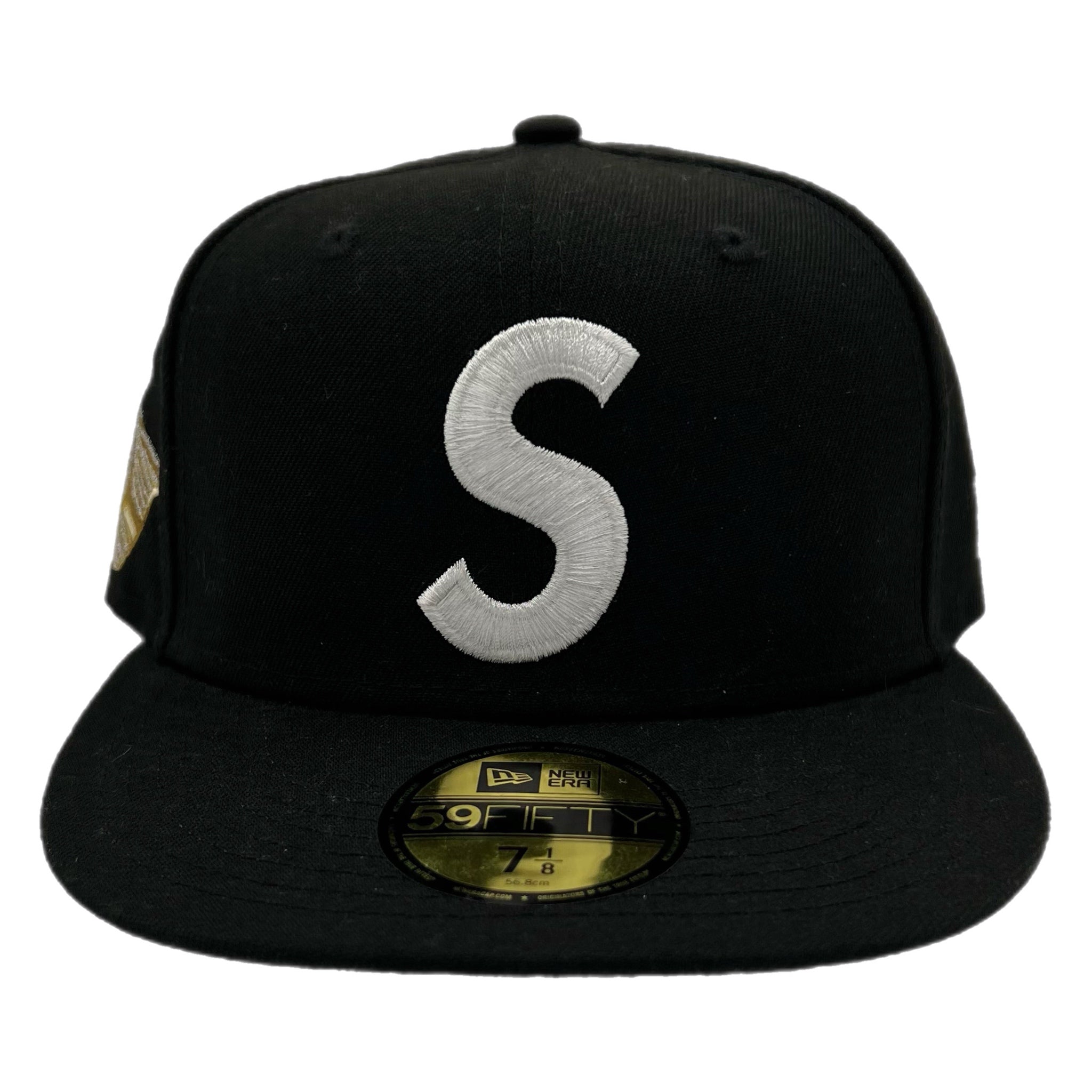 Supreme S Logo Jesus Piece FW23 New Era Fitted Hat Black/Gold