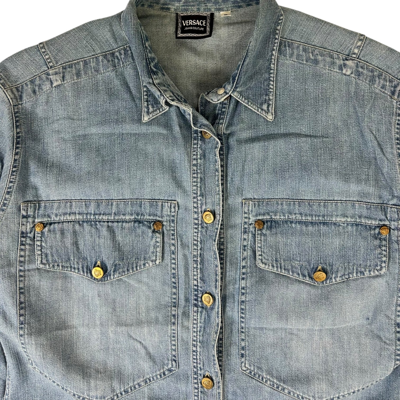 Vintage Versace Jeans Western Button Up Medium Wash Denim