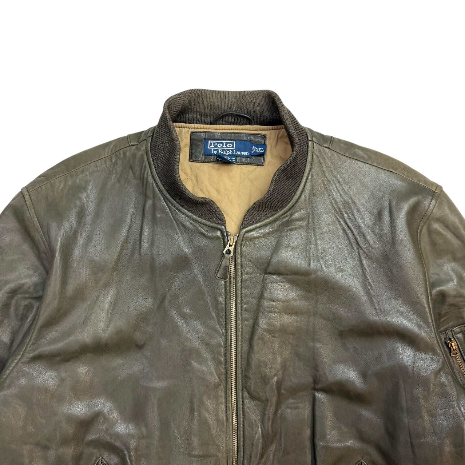 Vintage Ralph Lauren Polo Leather Bomber Jacket Green