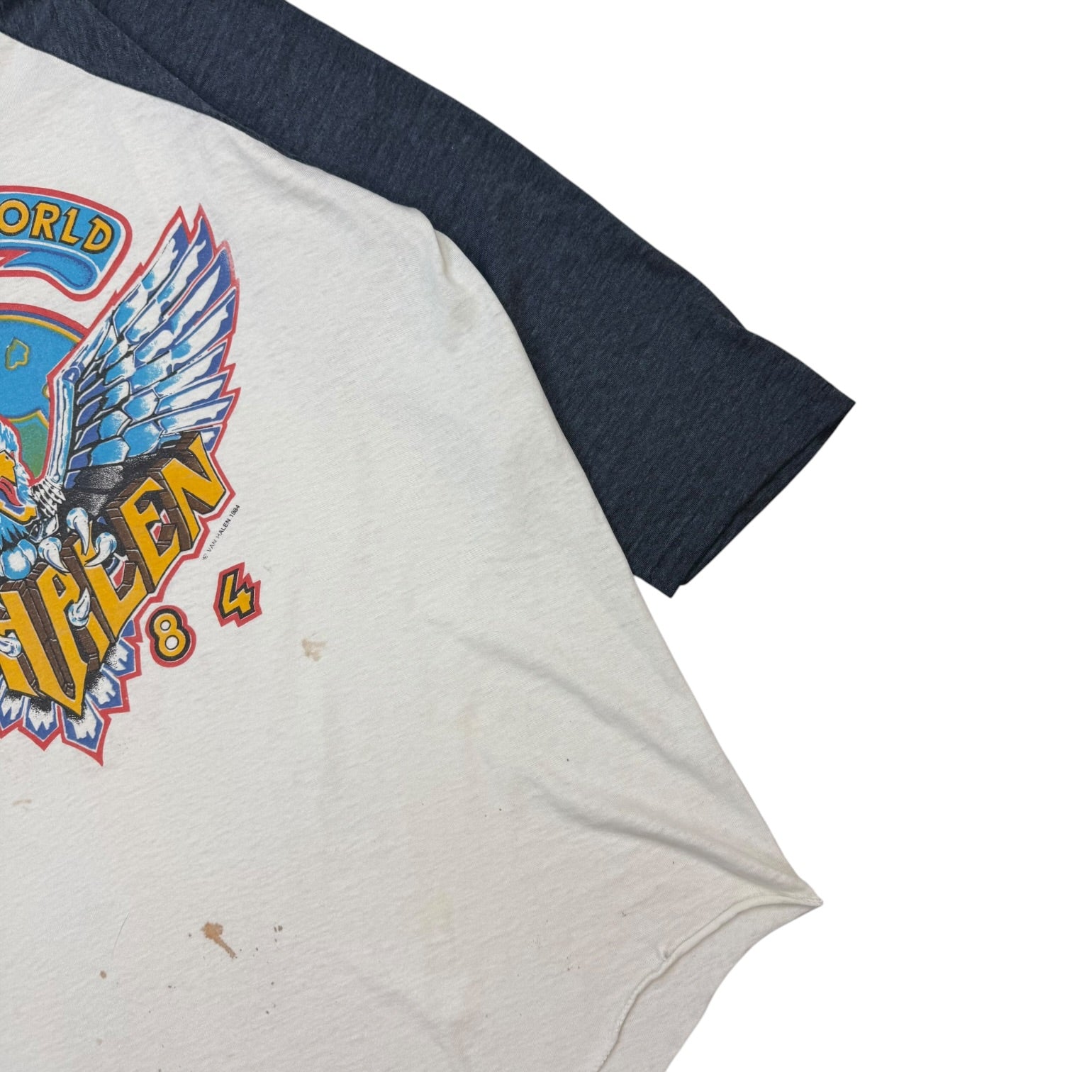 1984 Van Halen Tour Of The World Raglan Tee Black/White