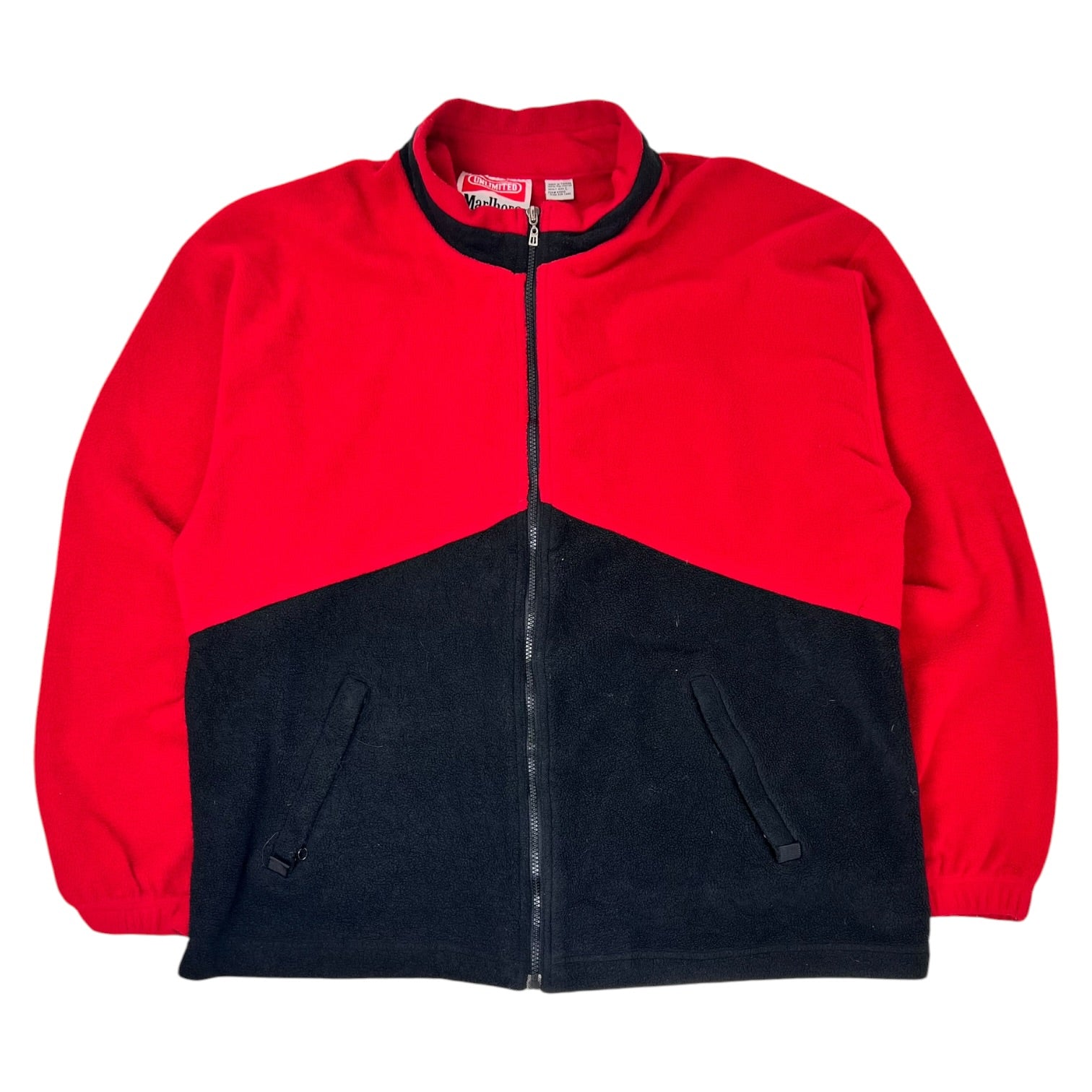 Vintage Marlboro Unlimited Full-Zip Fleece Jacket Red Black