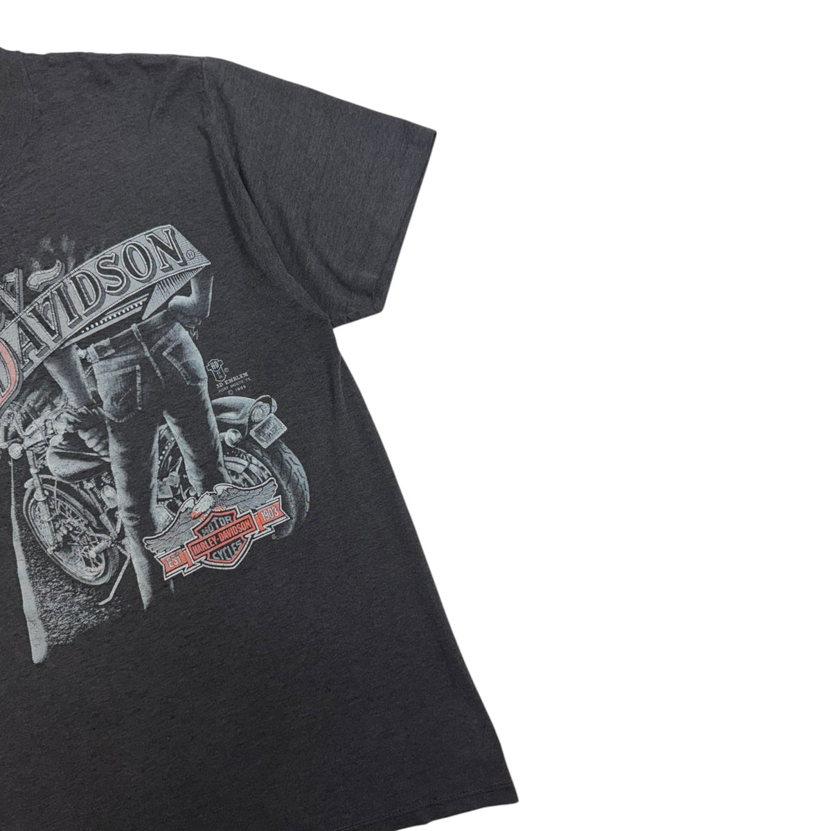 Harley Davidson 1989 3D Emblem Biker Butt T-Shirt Black