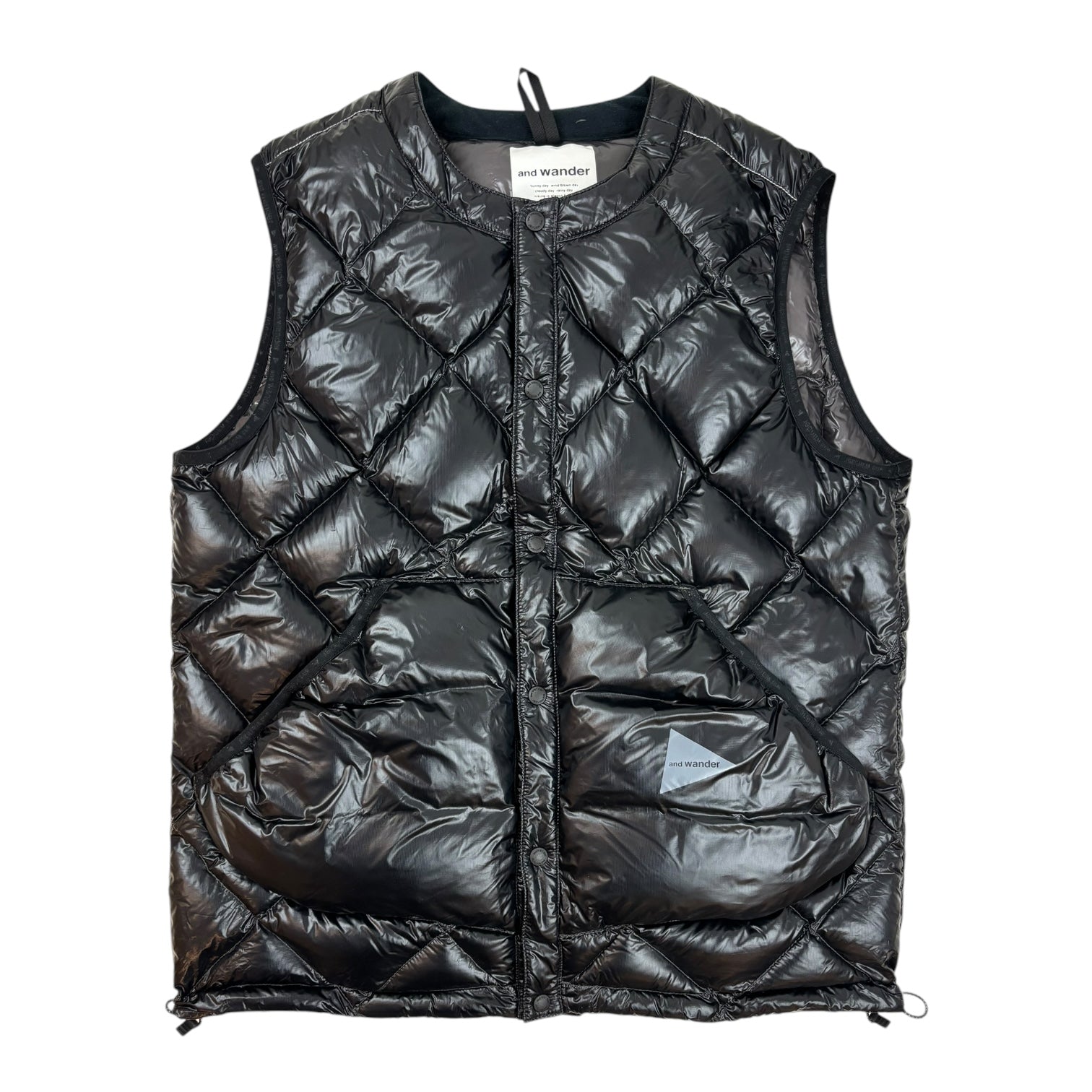 And Wander Diamond Stitch Down Vest Black