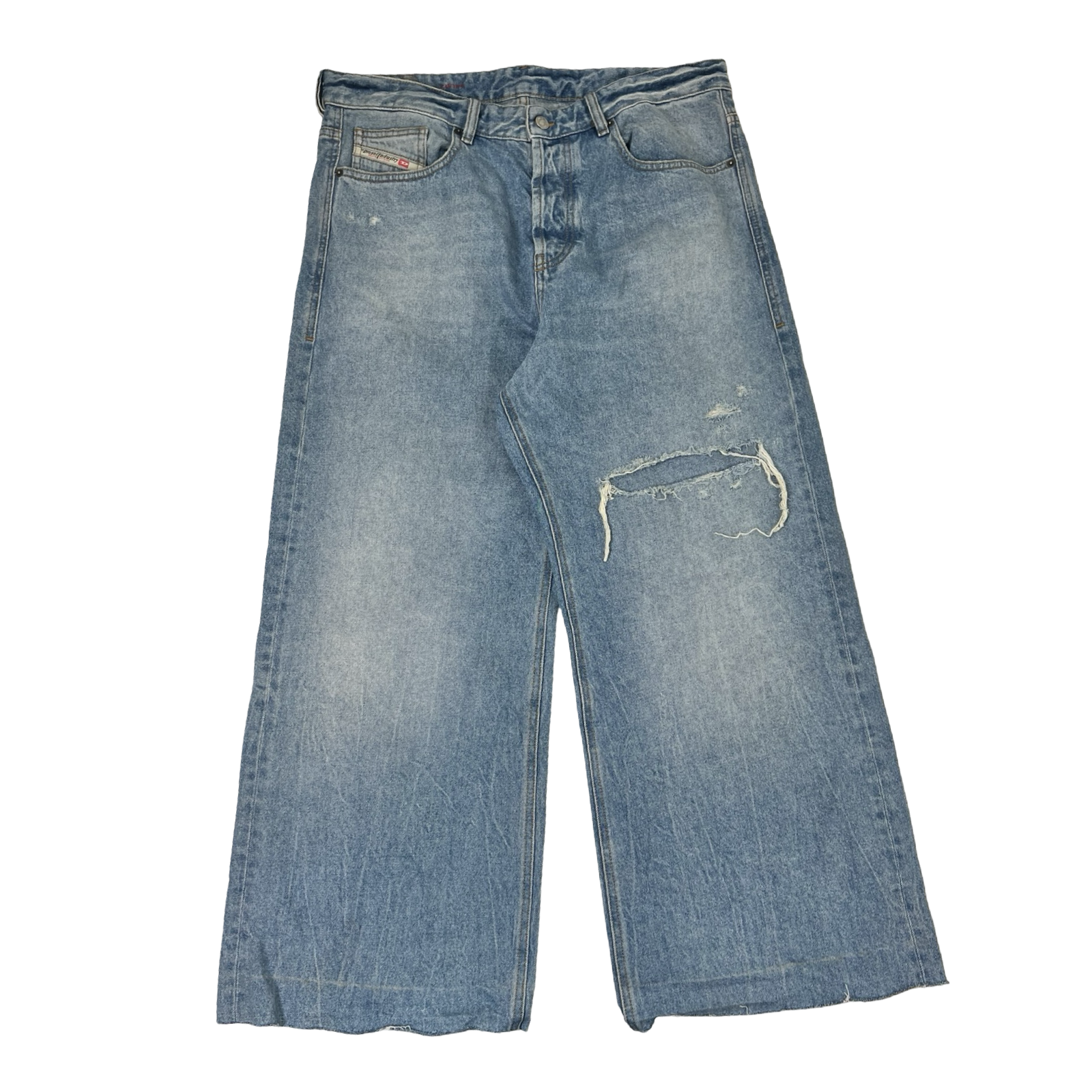 Diesel D-Rise Relaxed Wide-Leg Distressed Jeans