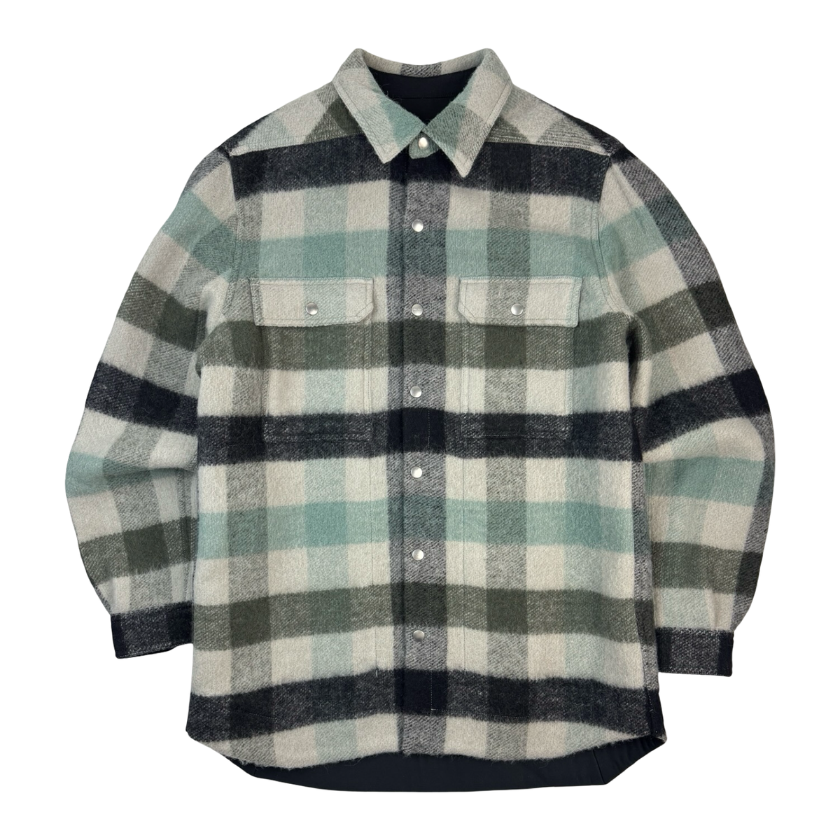 Rick Owens Strobe Check Alpaca Shirt Pearl Plaid