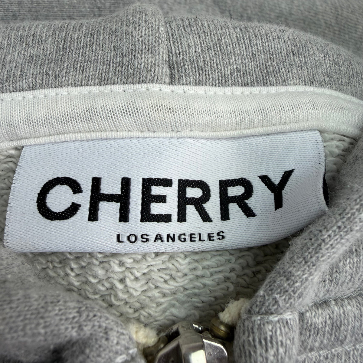 (W) Cherry LA “Anytime Baby” Zip Up Hoodie Grey