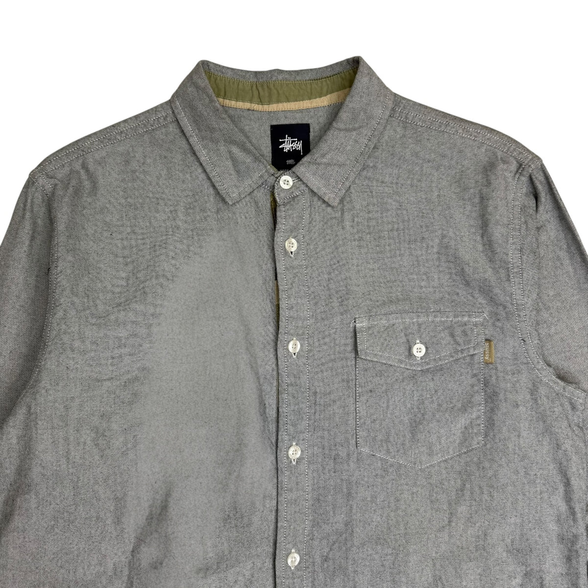 Y2K Stussy Button Up Shirt Grey/Camo