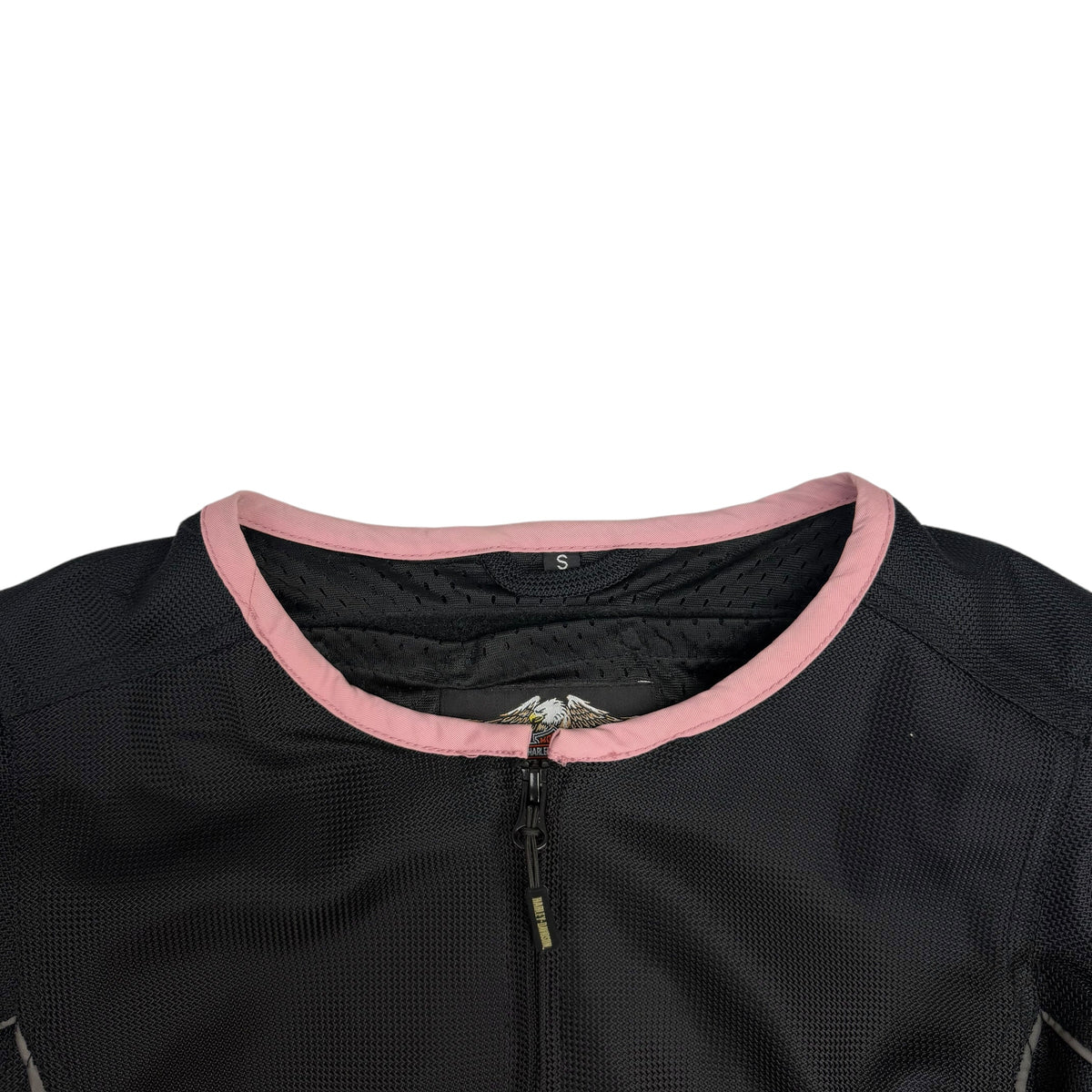 (W) Vintage Harley Davidson Mesh Motorcycle Jacket Black/Pink