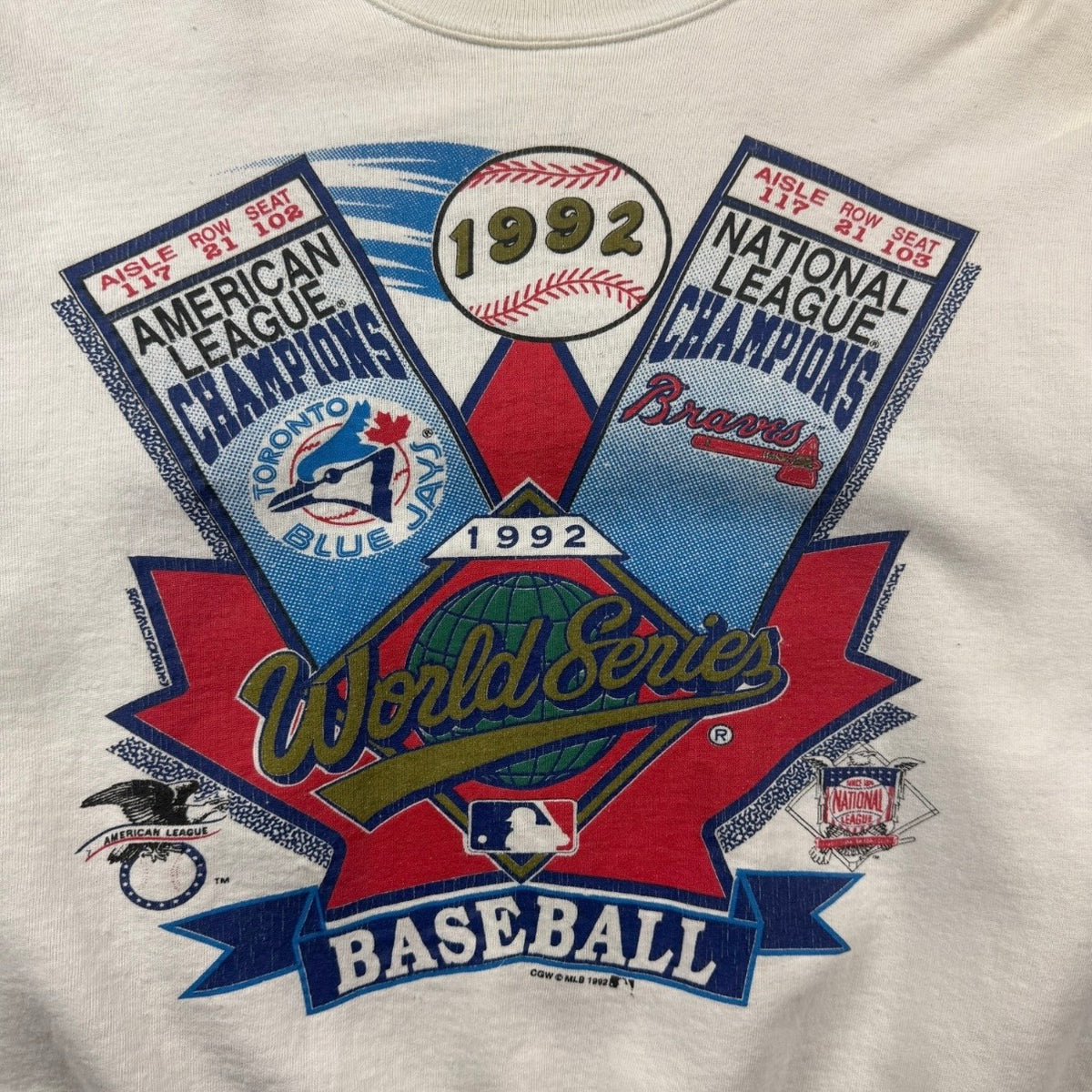 1992 MLB World Series Baseball Crewneck White