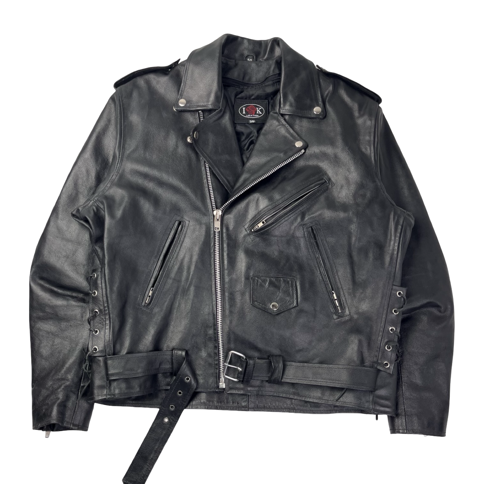 Vintage IK Double Rider Motorcycle Leather Jacket