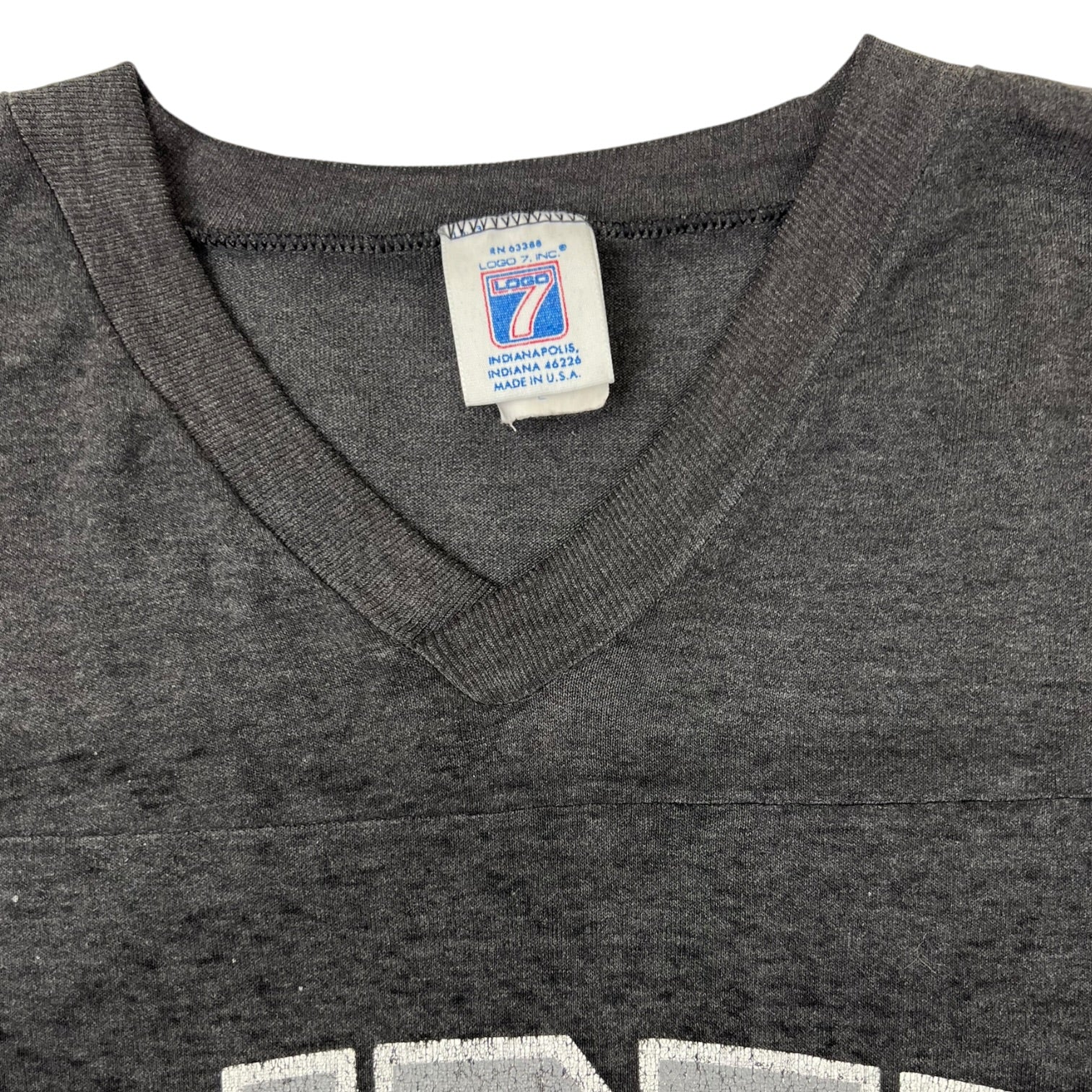 Vintage Raiders Football V-Neck 3/4 Sleeve T-Shirt Grey